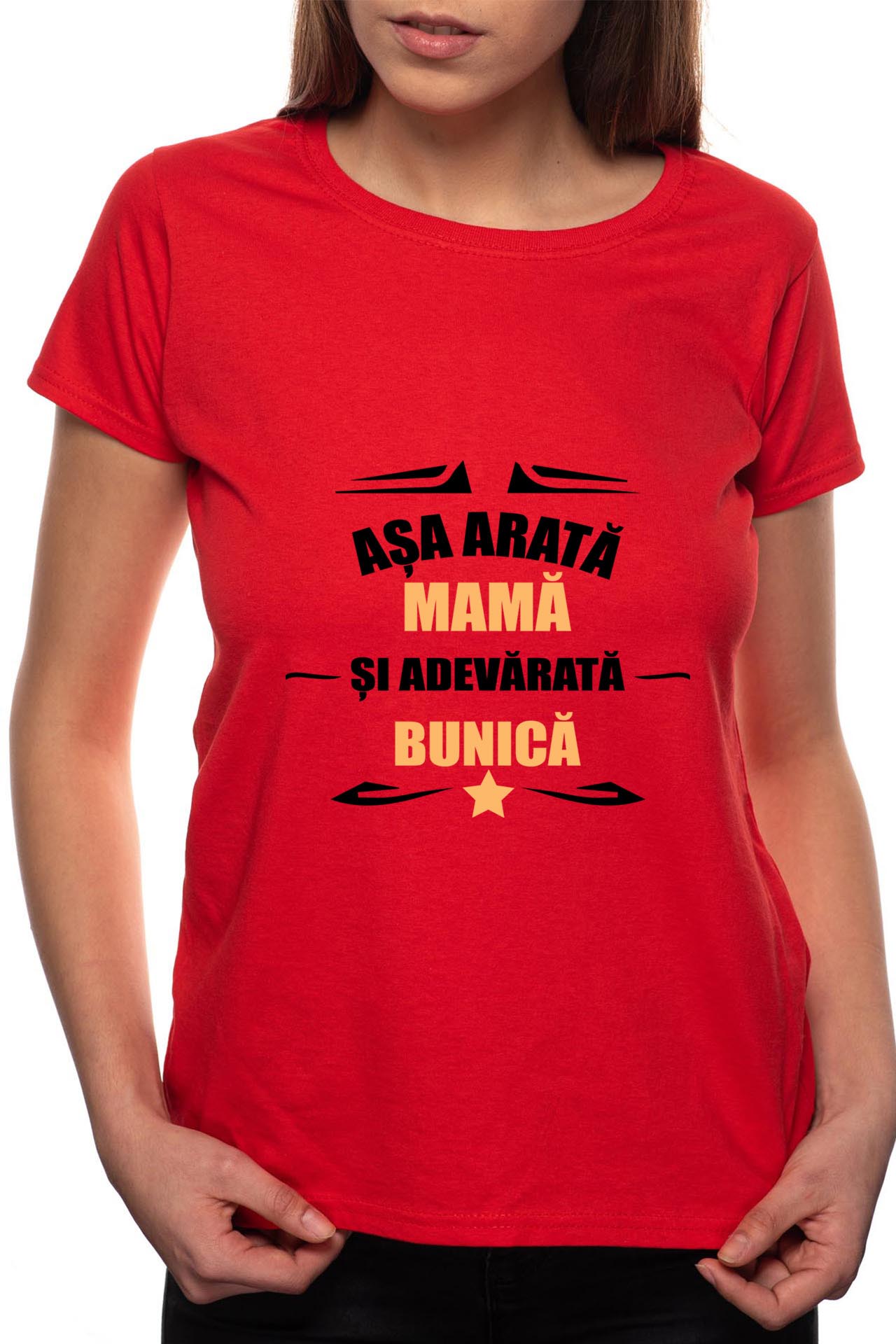 Tricou dama, Adevarata Bunica, 100% Bumbac, R78, Rosu