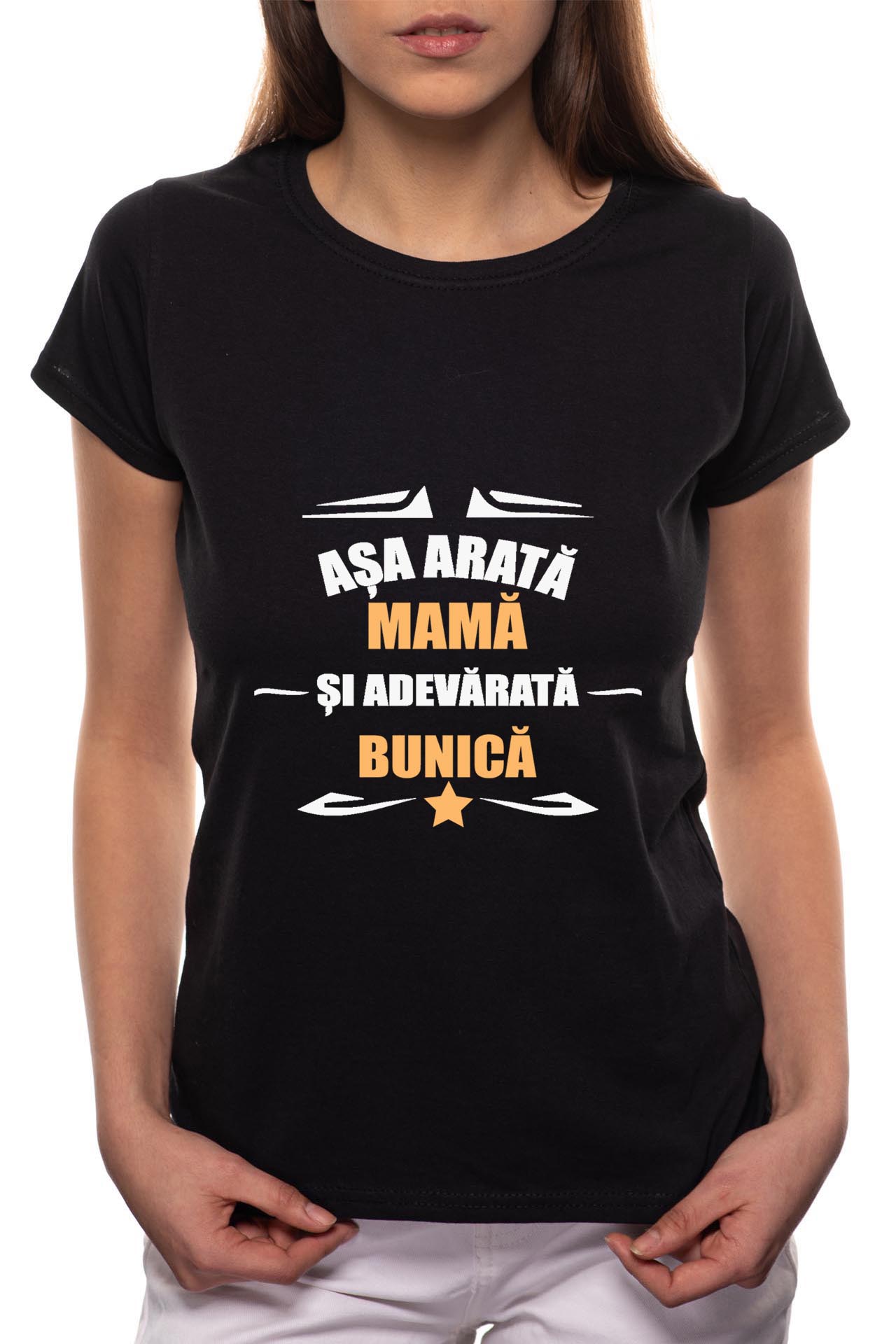 Tricou dama, Adevarata Bunica, 100% Bumbac, B78, Negru