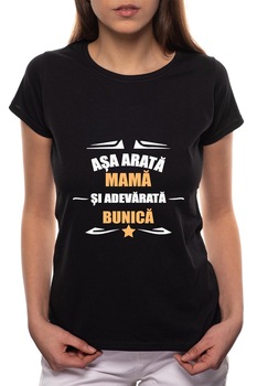 Tricou dama, Adevarata Bunica, 100% Bumbac, B78, Negru Tricou dama, Adevarata Bunica, 100% Bumbac, B78, Negru