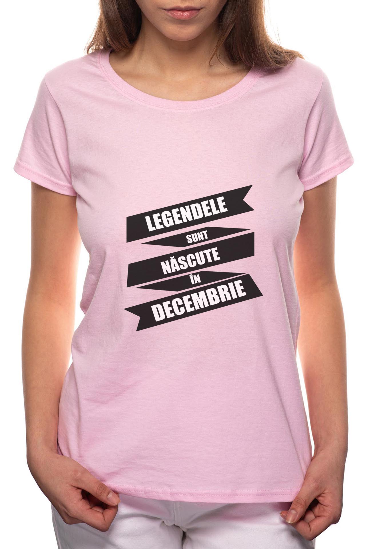 Tricou dama, Nascute In Decembrie, 100% Bumbac, P86, Roz
