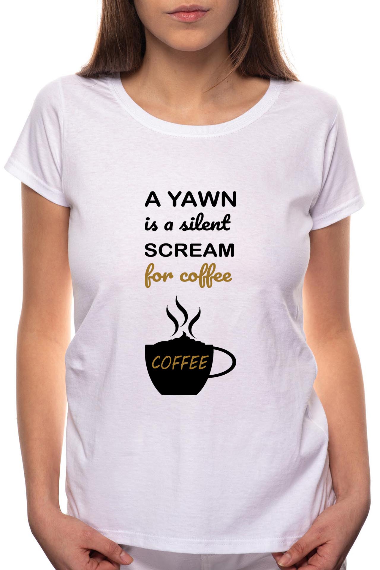 Tricou dama, Yawn, 100% Bumbac, W72, Alb