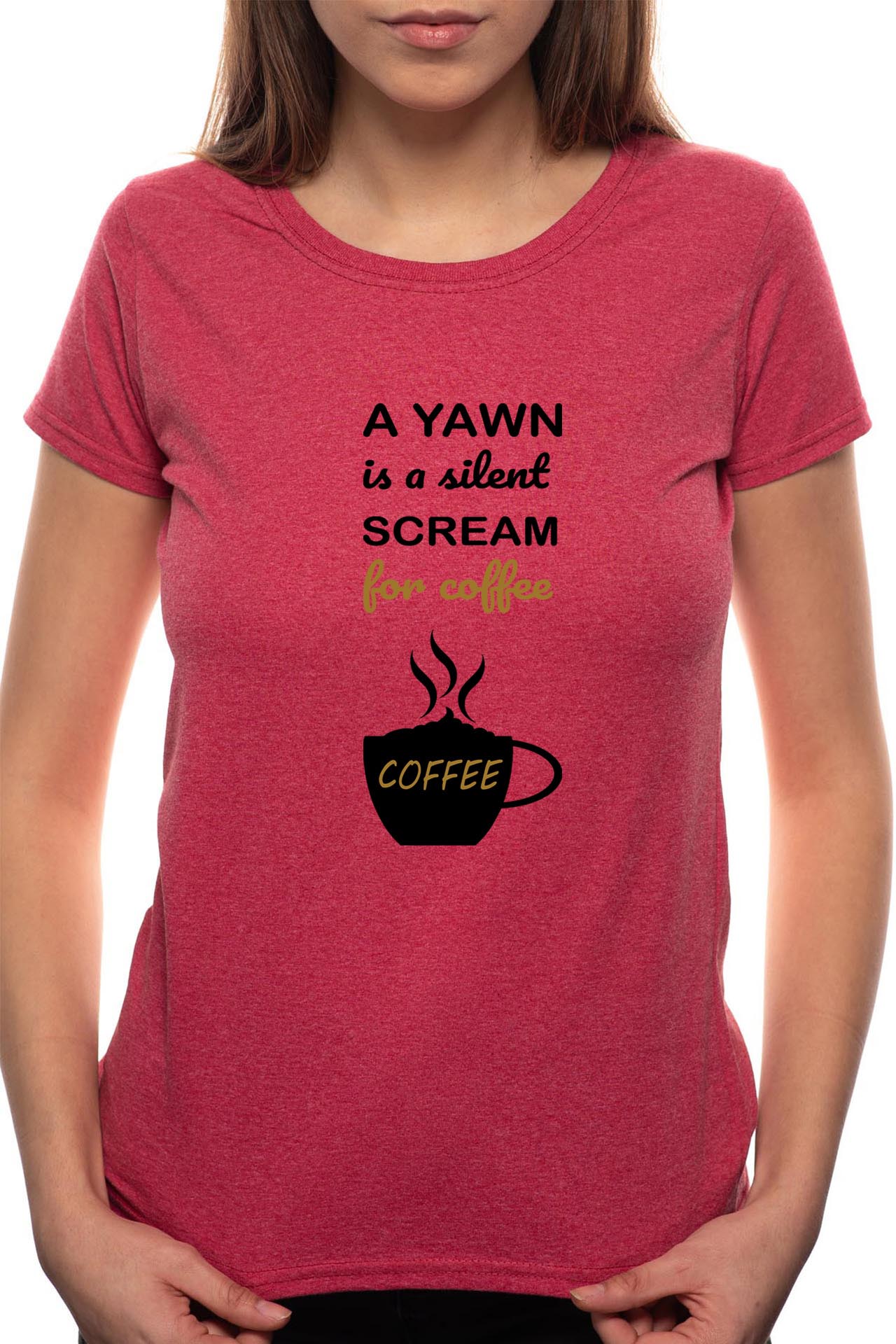 Tricou dama, Yawn, 100% Bumbac, BR72, Bordeaux Red