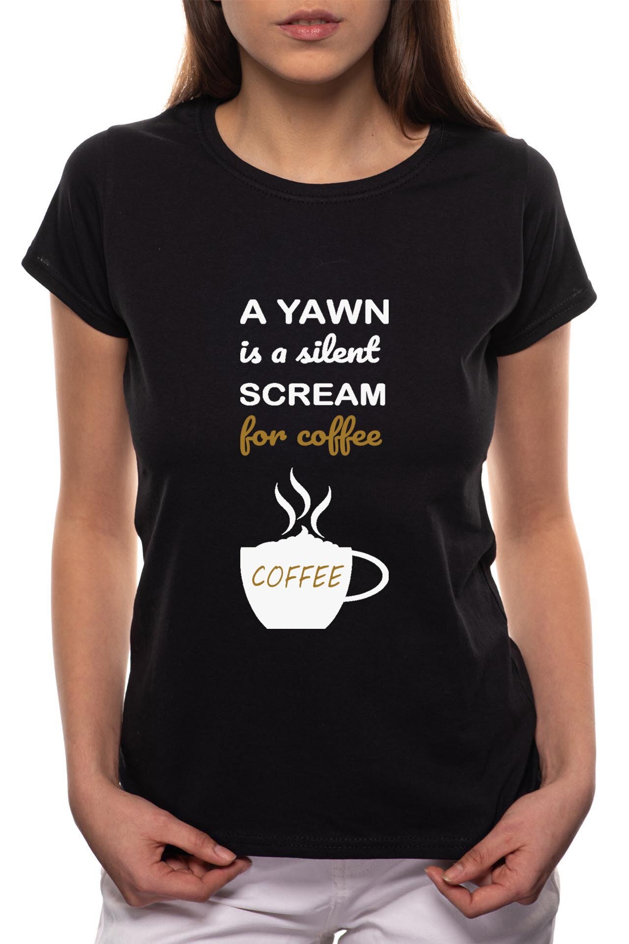 Tricou dama, Yawn, 100% Bumbac, B72, Negru