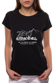 Tricou dama, De La Munte, 100% Bumbac, B57, Negru Tricou dama, De La Munte, 100% Bumbac, B57, Negru