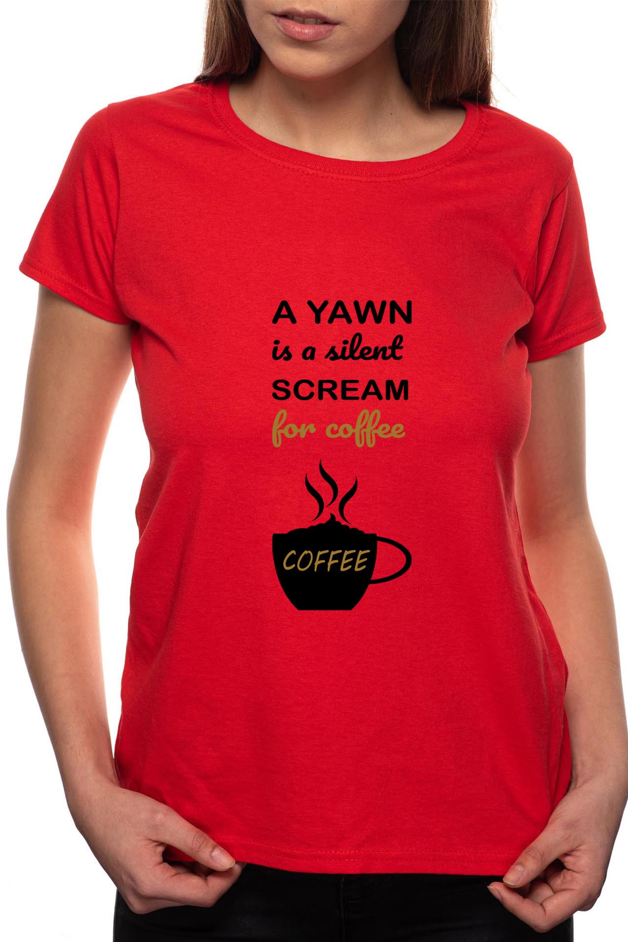 Tricou dama, Yawn, 100% Bumbac, R72, Rosu