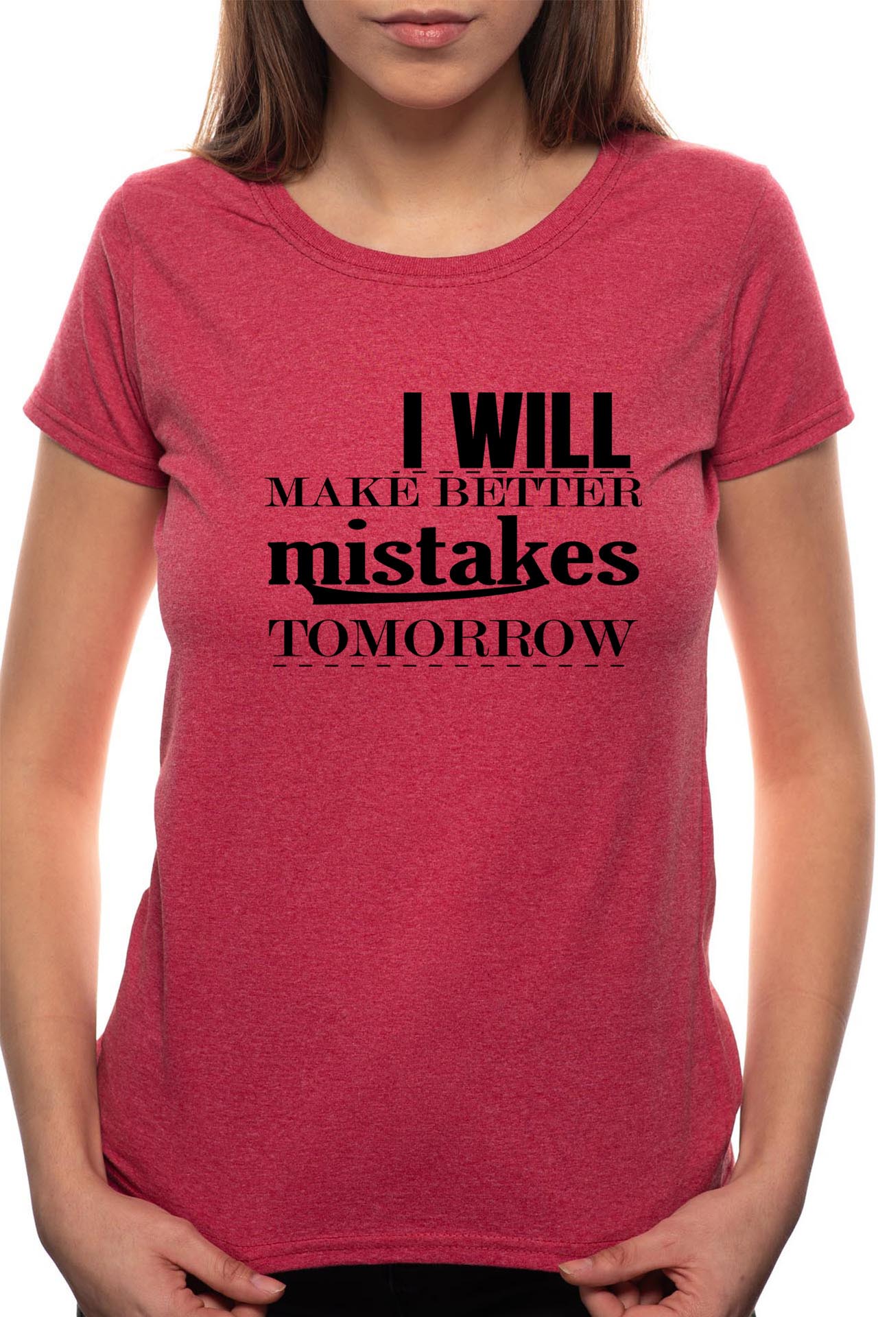 Tricou dama, I Will Make Better, 100% Bumbac, BR52, Bordeaux Red