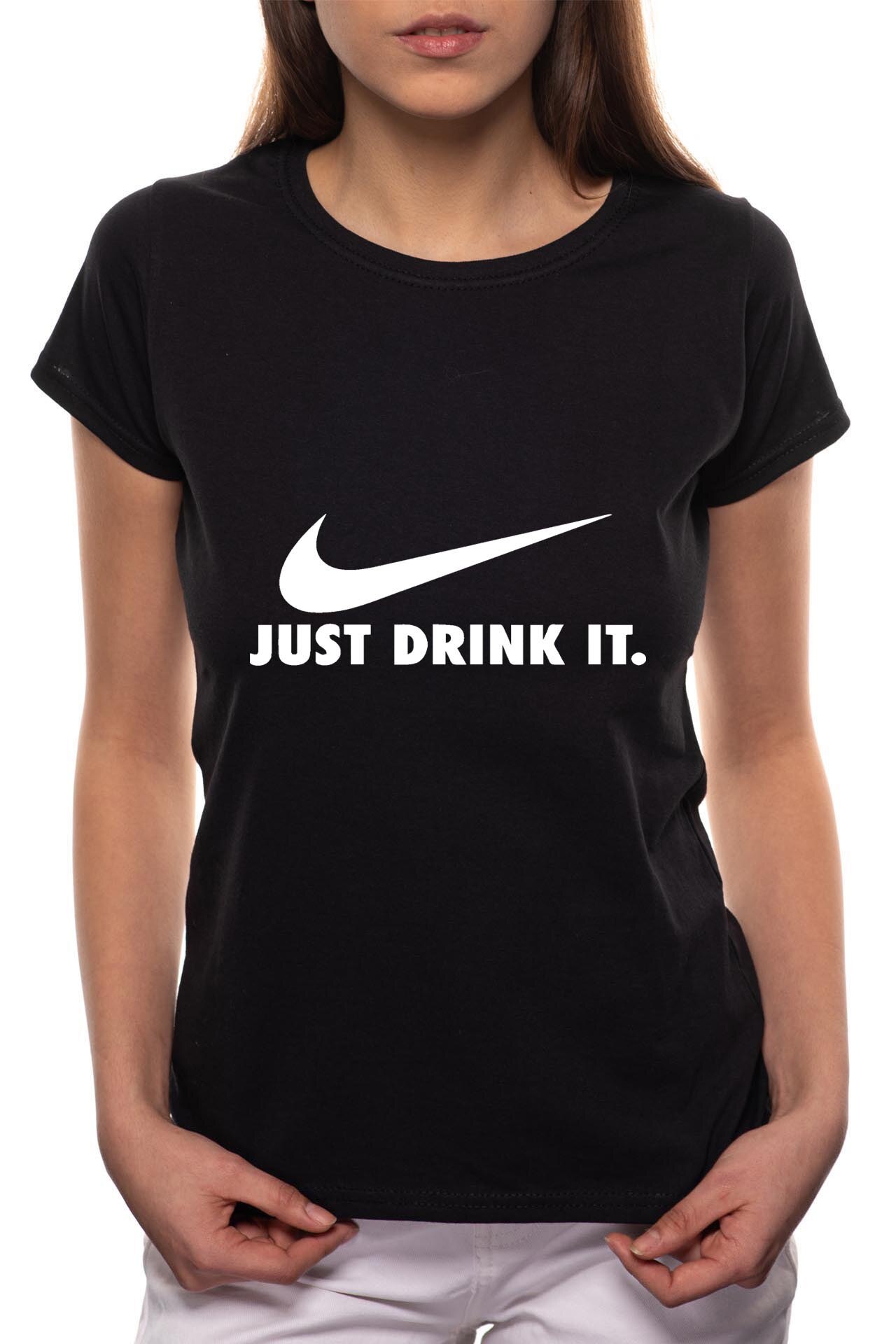 Tricou dama, Just Drink It, 100% Bumbac, B55, Negru