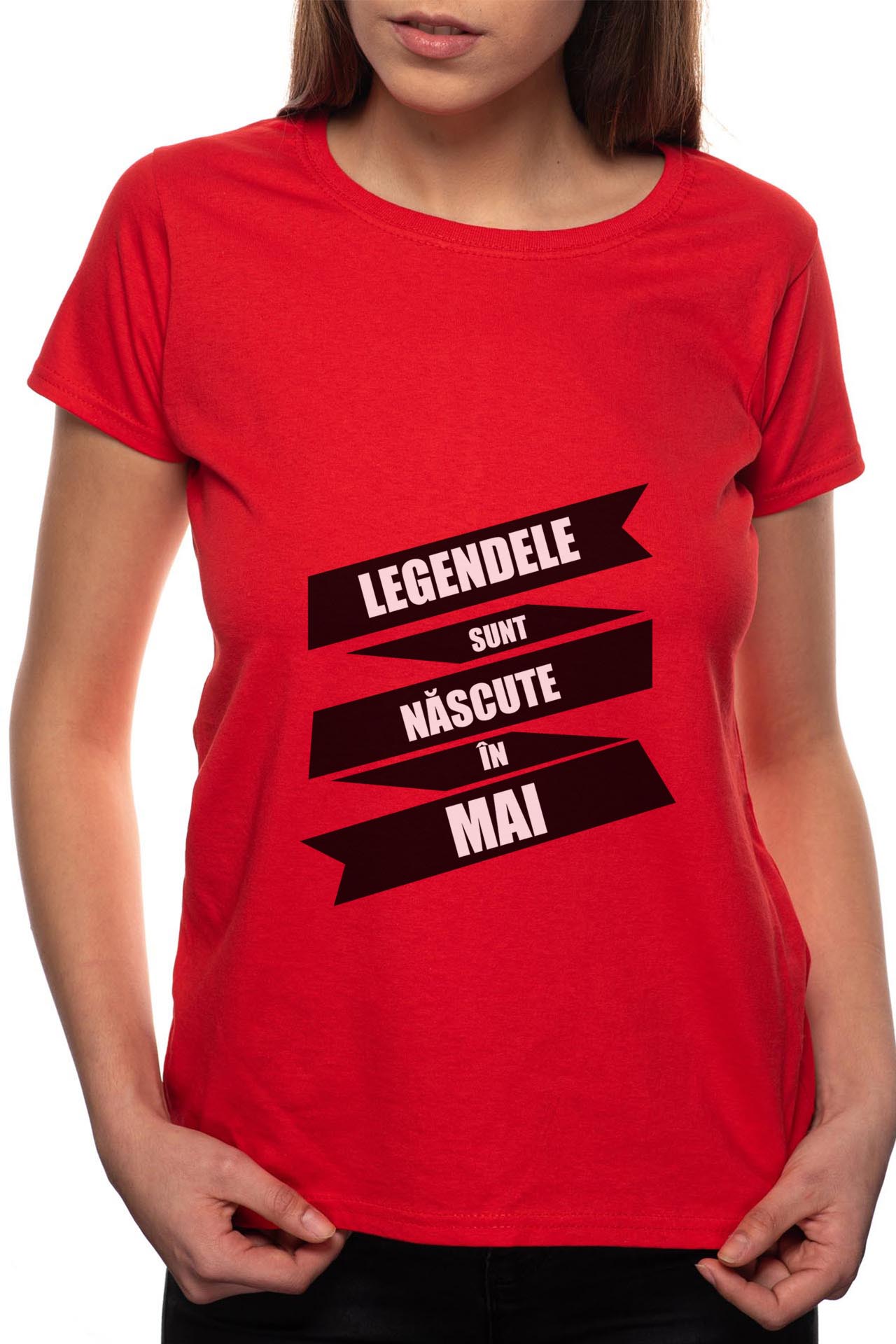 Tricou dama, Nascute In Mai, 100% Bumbac, R91, Rosu