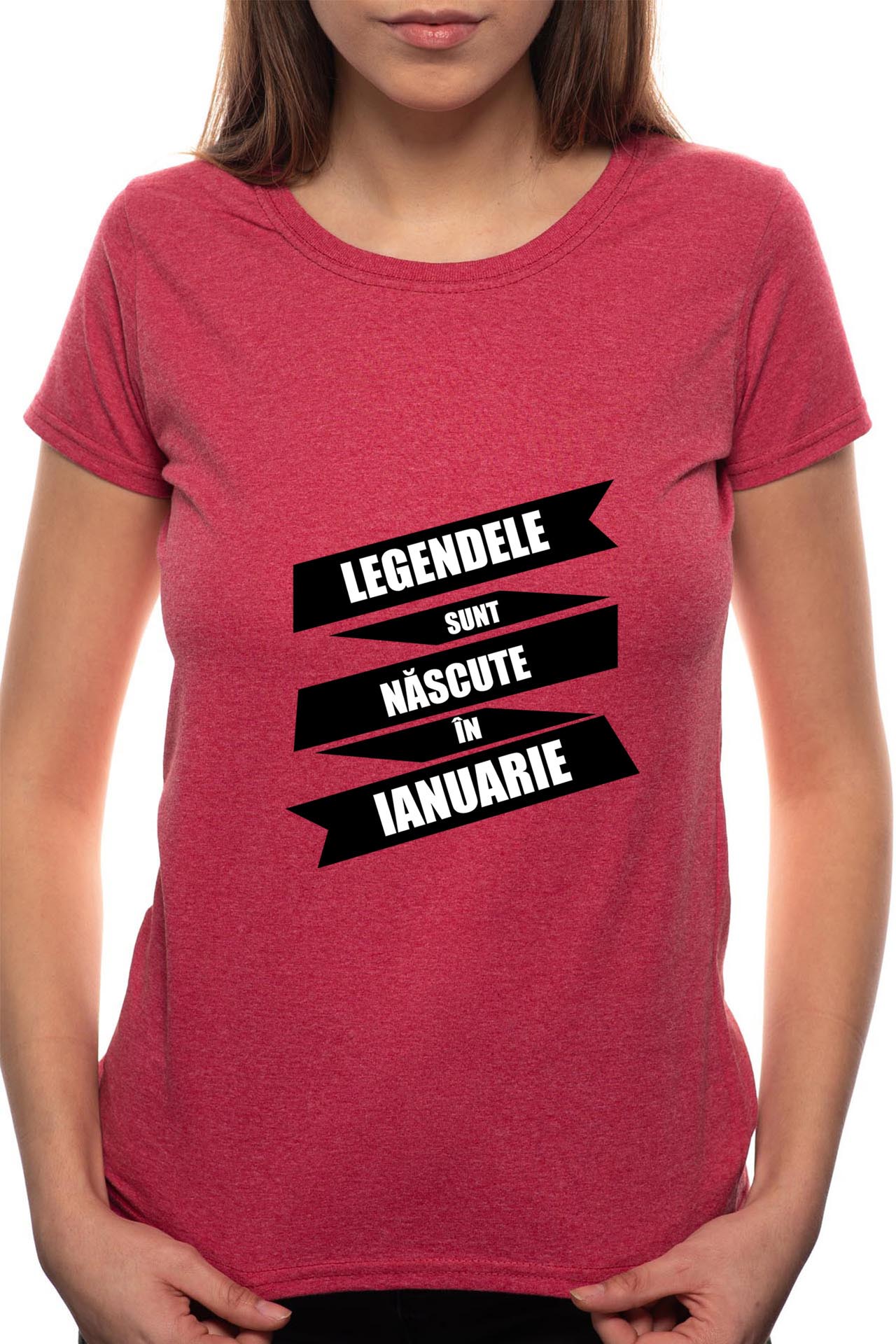 Tricou dama, Nascute In Ianuarie, 100% Bumbac, BR87, Bordeaux Red