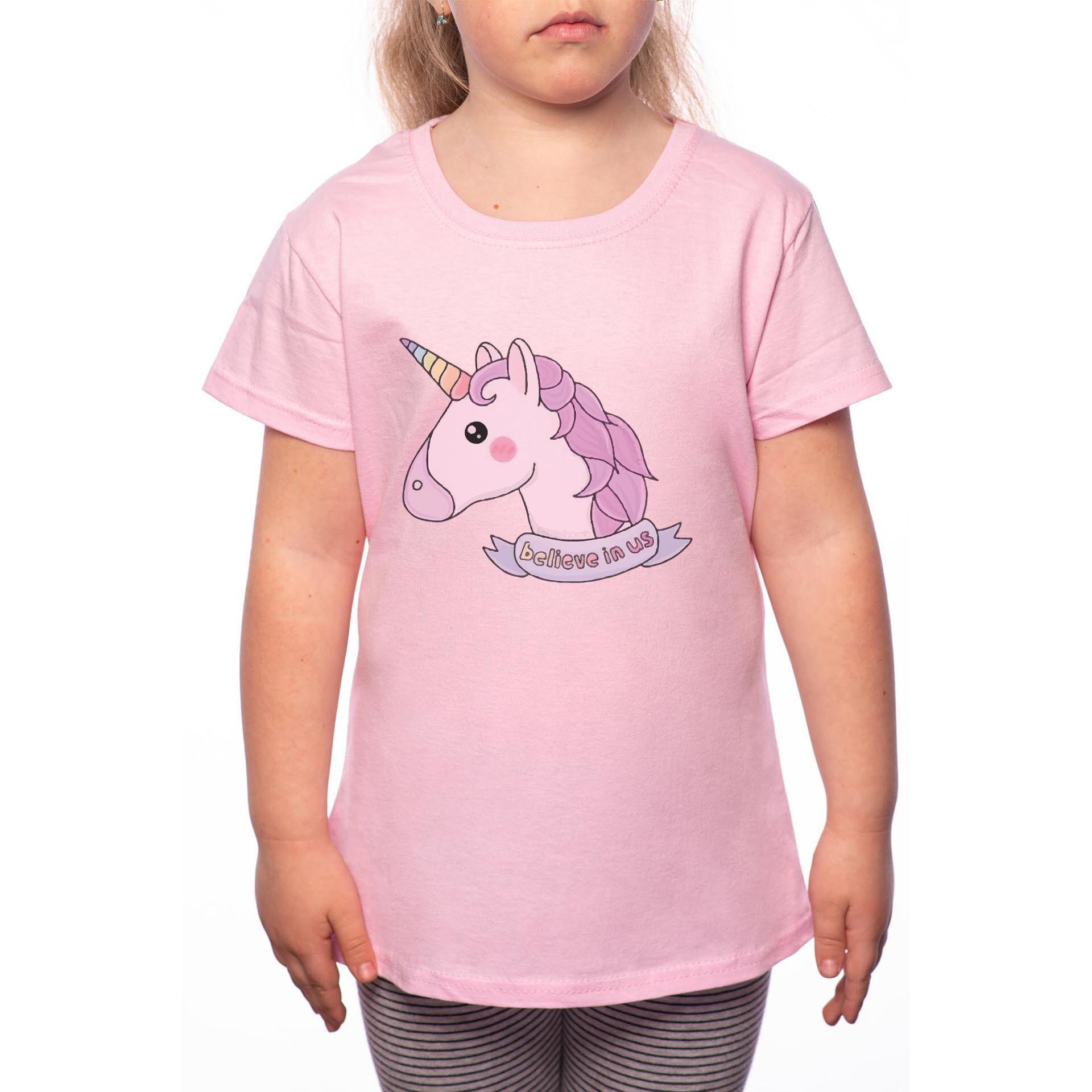 Tricou Fetita, Unicorn, 100% Bumbac, Roz, P64