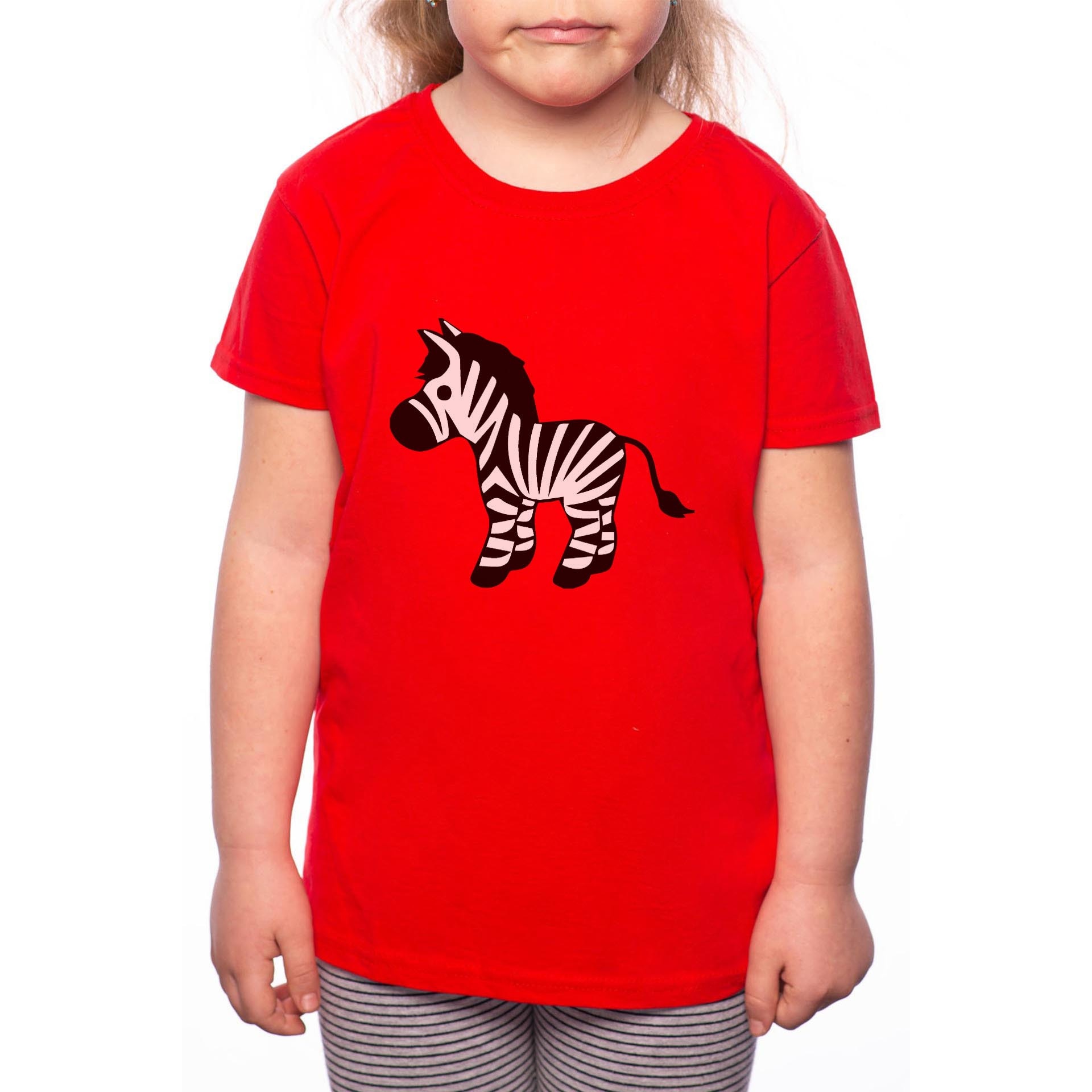 Tricou Fetita, Zebra, 100% Bumbac, Rosu, R68