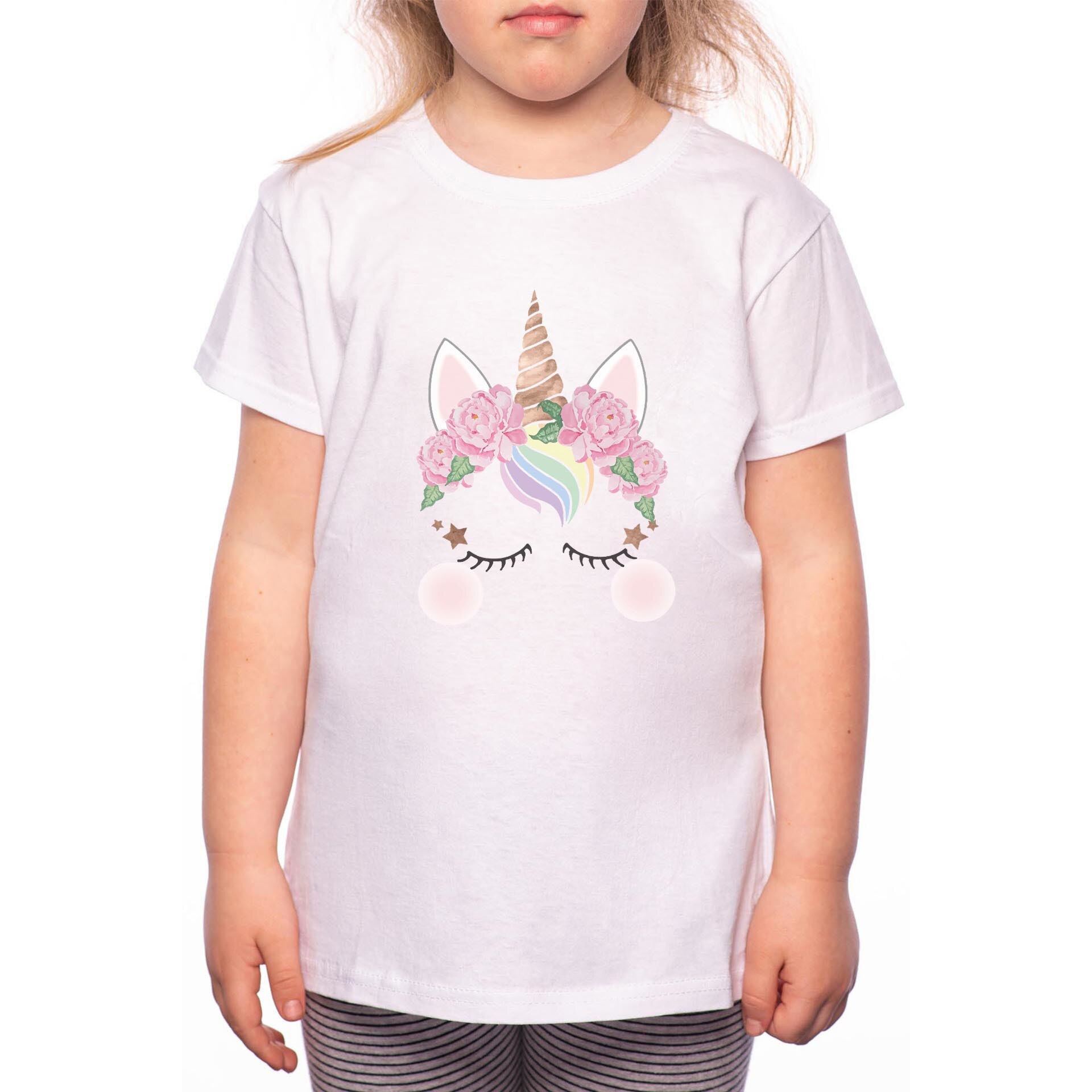Tricou Fetita, Unicorn, 100% Bumbac, Alb, W65