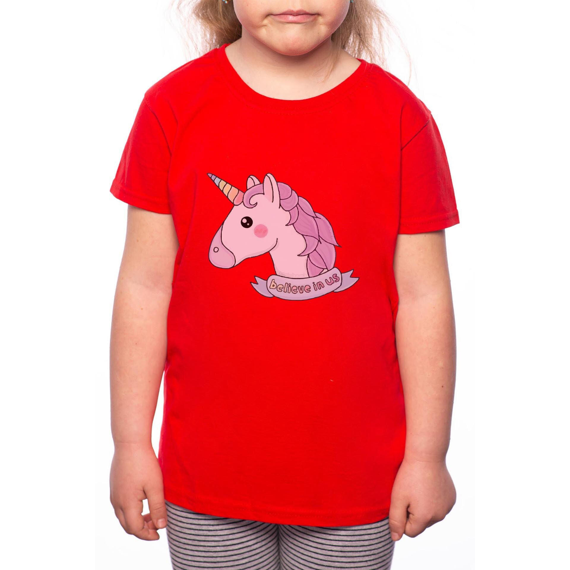 Tricou Fetita, Unicorn, 100% Bumbac, Rosu, R64