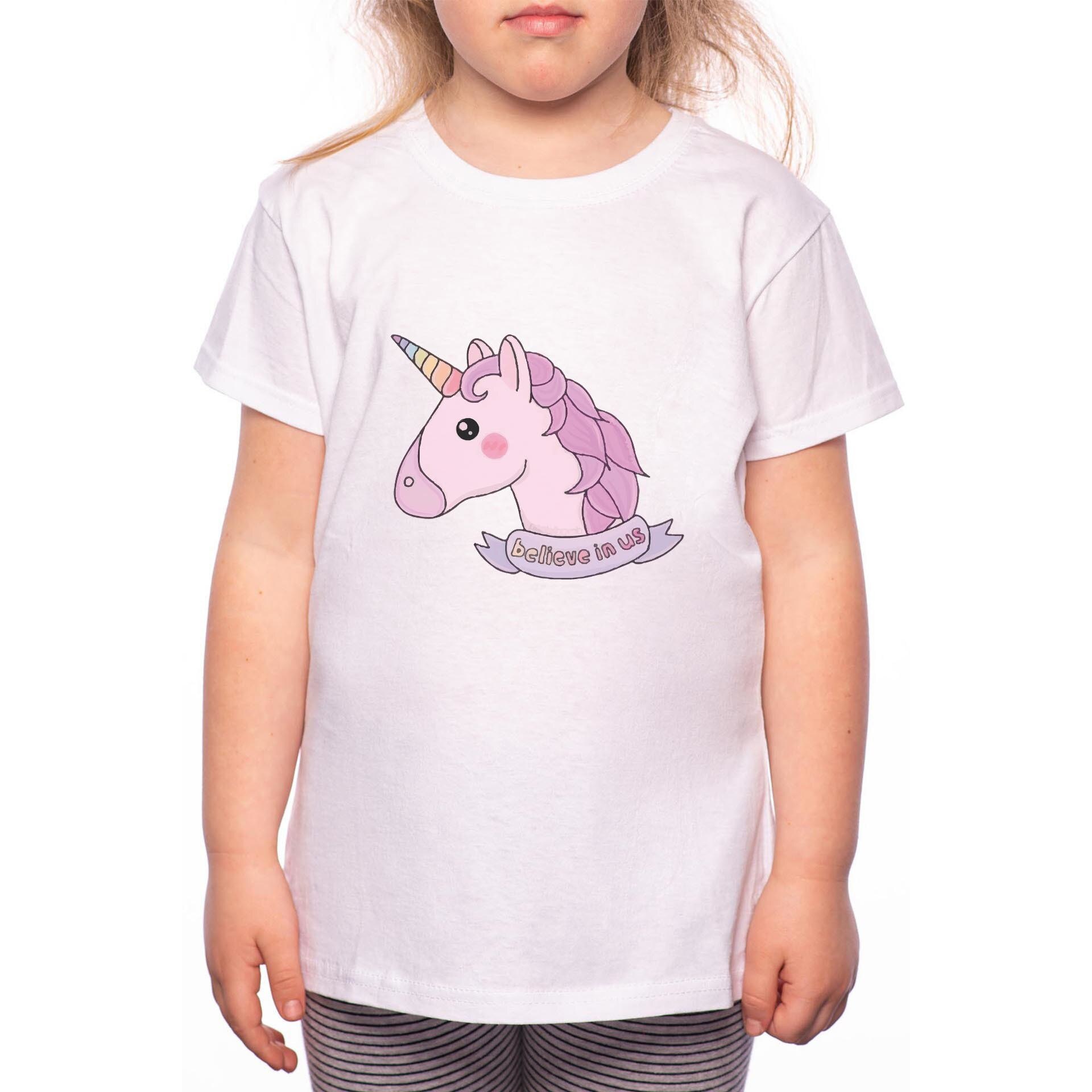 Tricou Fetita, Unicorn, 100% Bumbac, Alb, W64