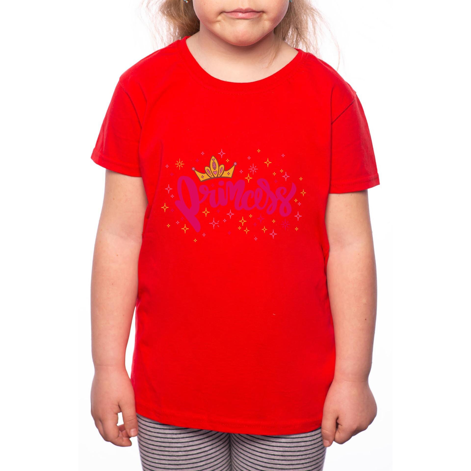 Tricou Fetita, Princess, 100% Bumbac, Rosu, R74