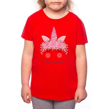 Tricou Fetita, Be Unicorn, 100% Bumbac, Rosu, R76 Tricou Fetita, Be Unicorn, 100% Bumbac, Rosu, R76