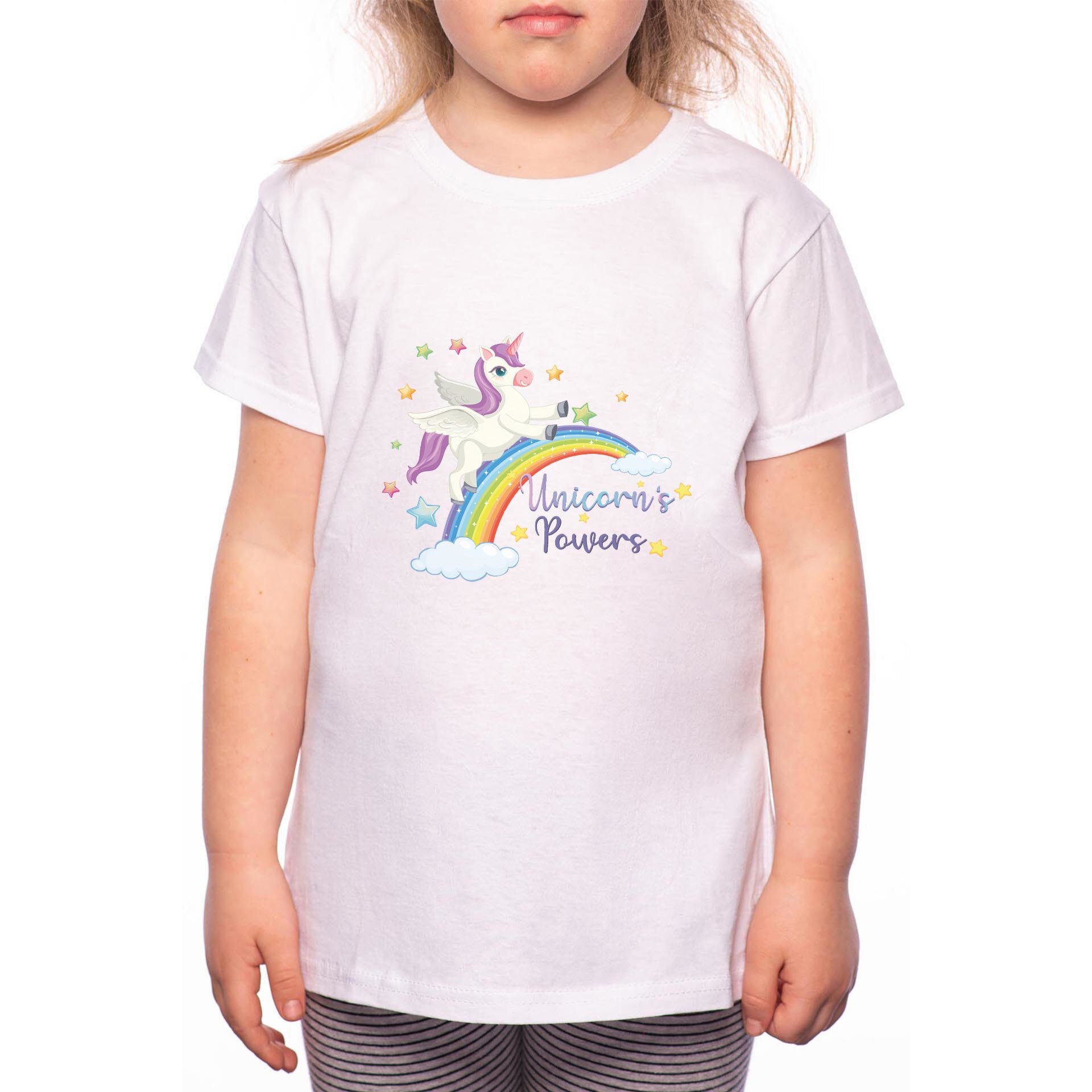 Tricou Fetita, Unicorn Power, 100% Bumbac, Alb, W80