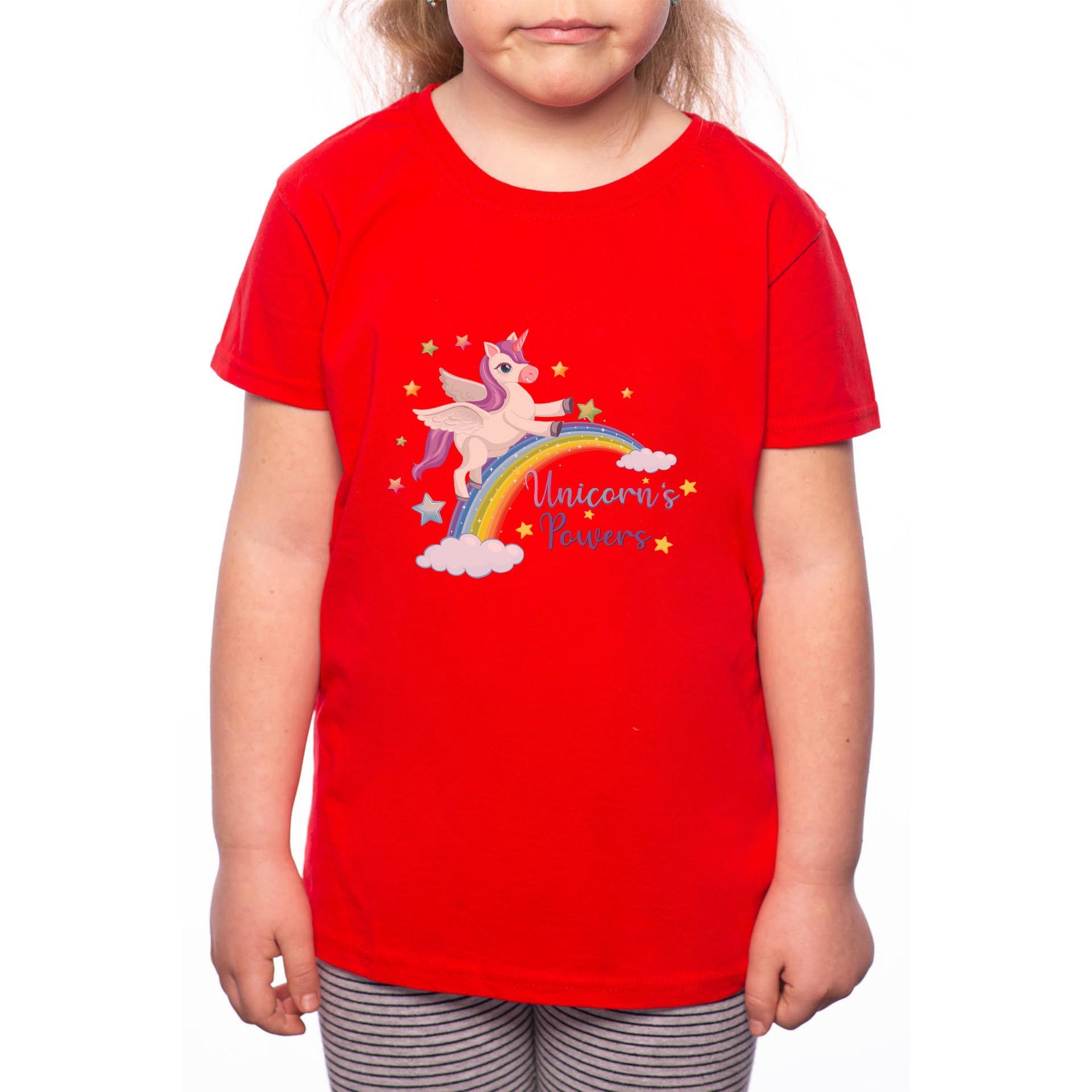Tricou Fetita, Unicorn Power, 100% Bumbac, Rosu, R80