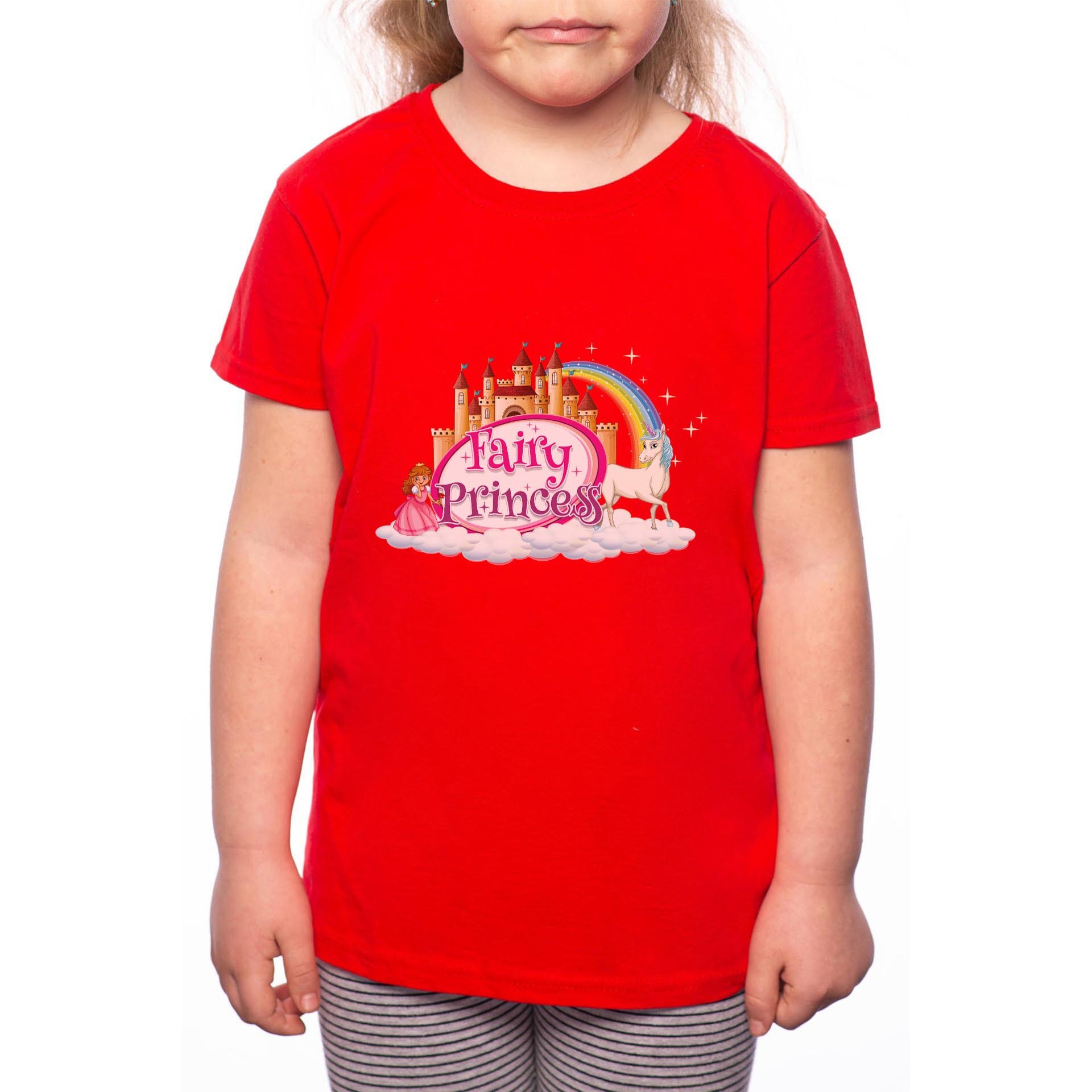 Tricou Fetita, Fairy Princess, 100% Bumbac, Rosu, R75