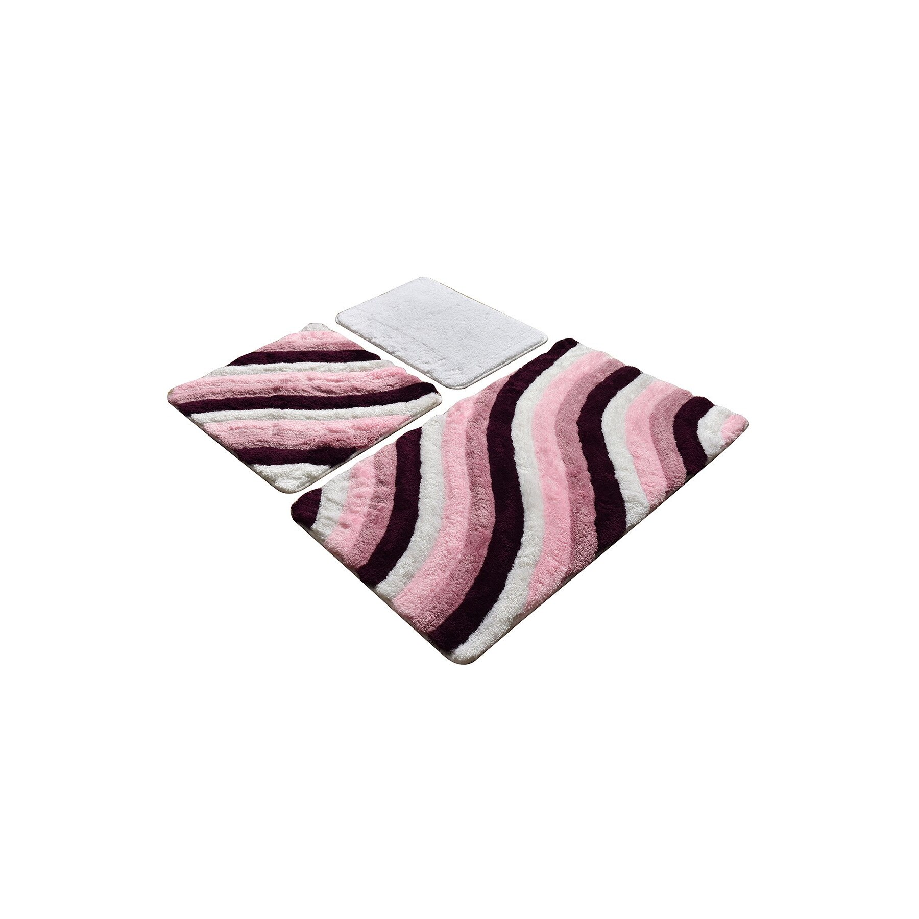 Set 3 covorase baie acril, 60x100cm, 50x60 cm, 40x60 cm, Chilai Home, Colorful Purple