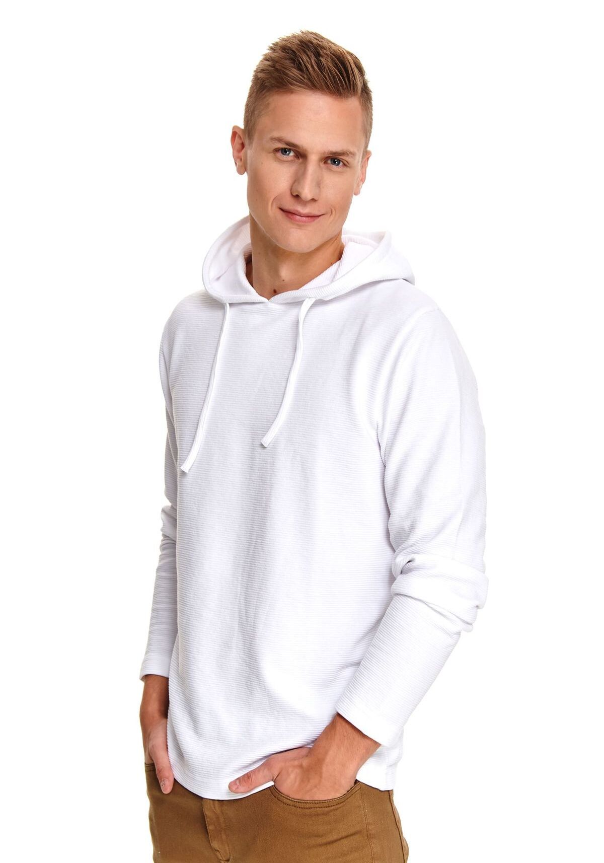 Tricou cu maneci lungi pentru barbati, TOP SECRET, SPL0440, Alb