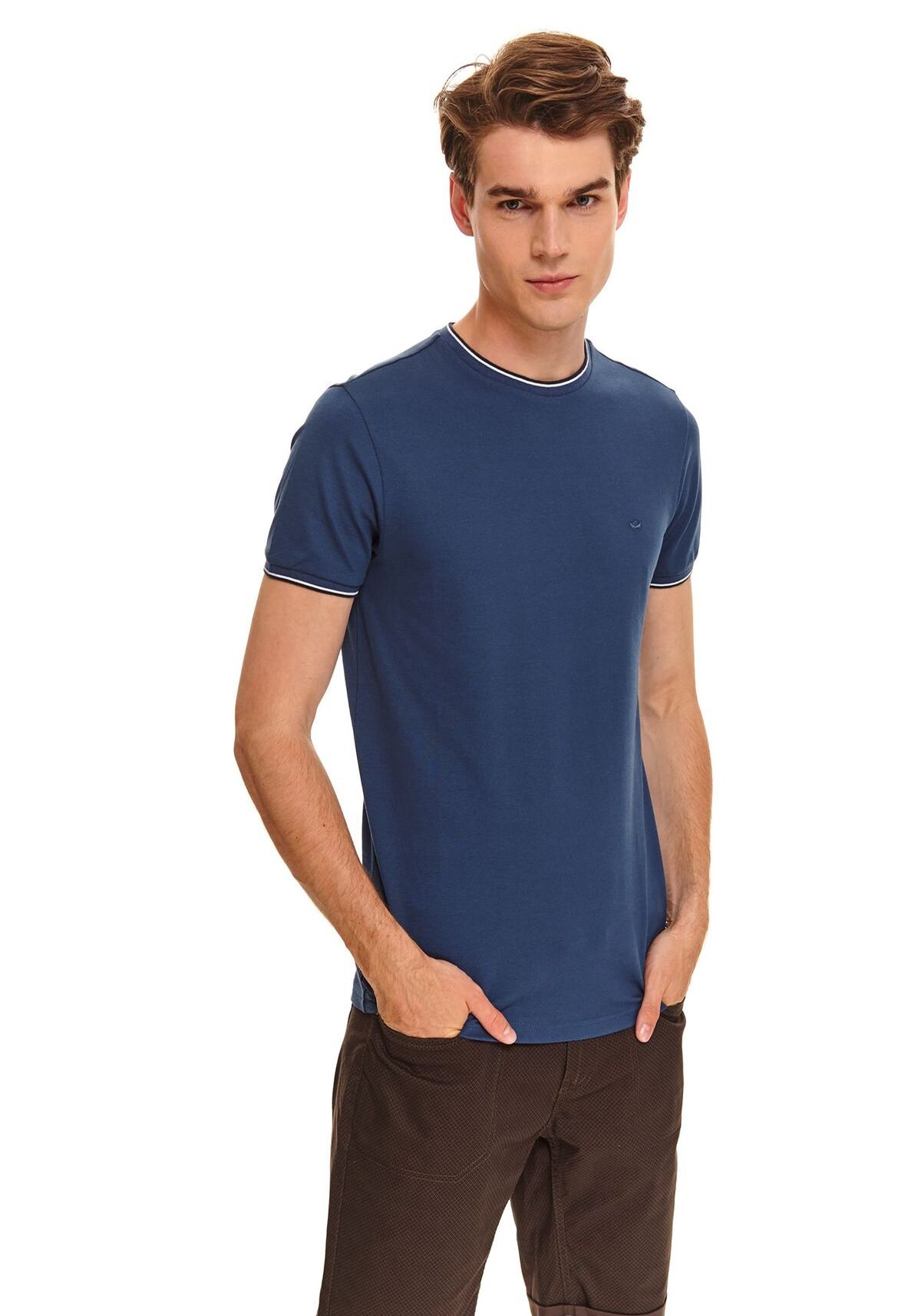 Tricou cu maneci scurte pentru barbati, TOP SECRET, SPO4635, Albastru