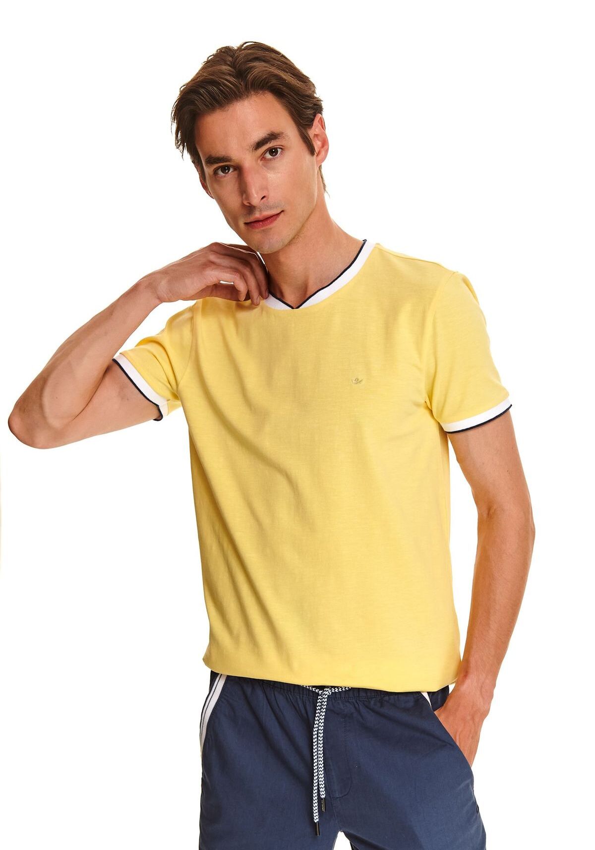 Tricou barbati, TOP SECRET, SPO4662, Galben