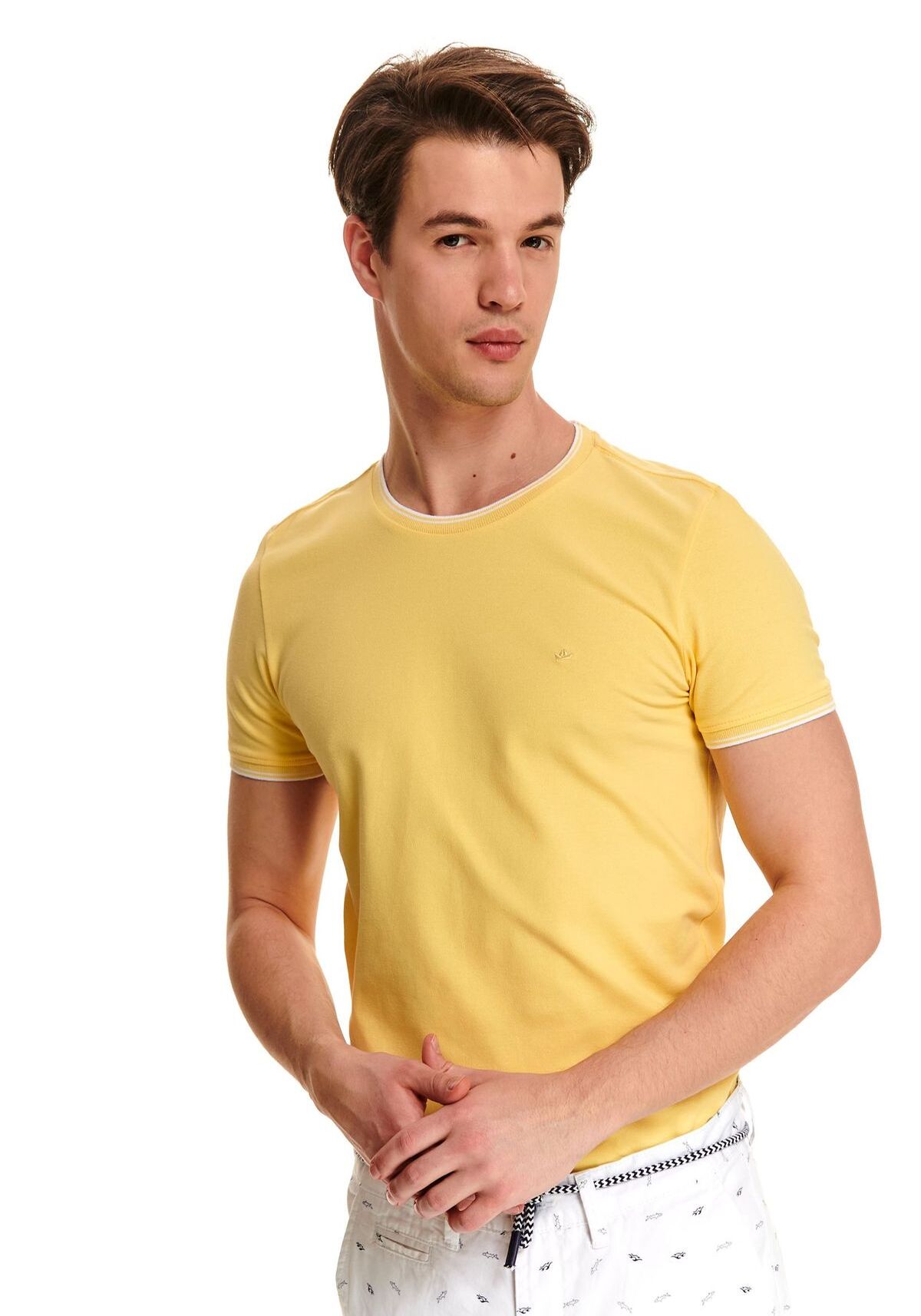 Tricou cu maneci scurte pentru barbati, TOP SECRET, SPO4647, Galben