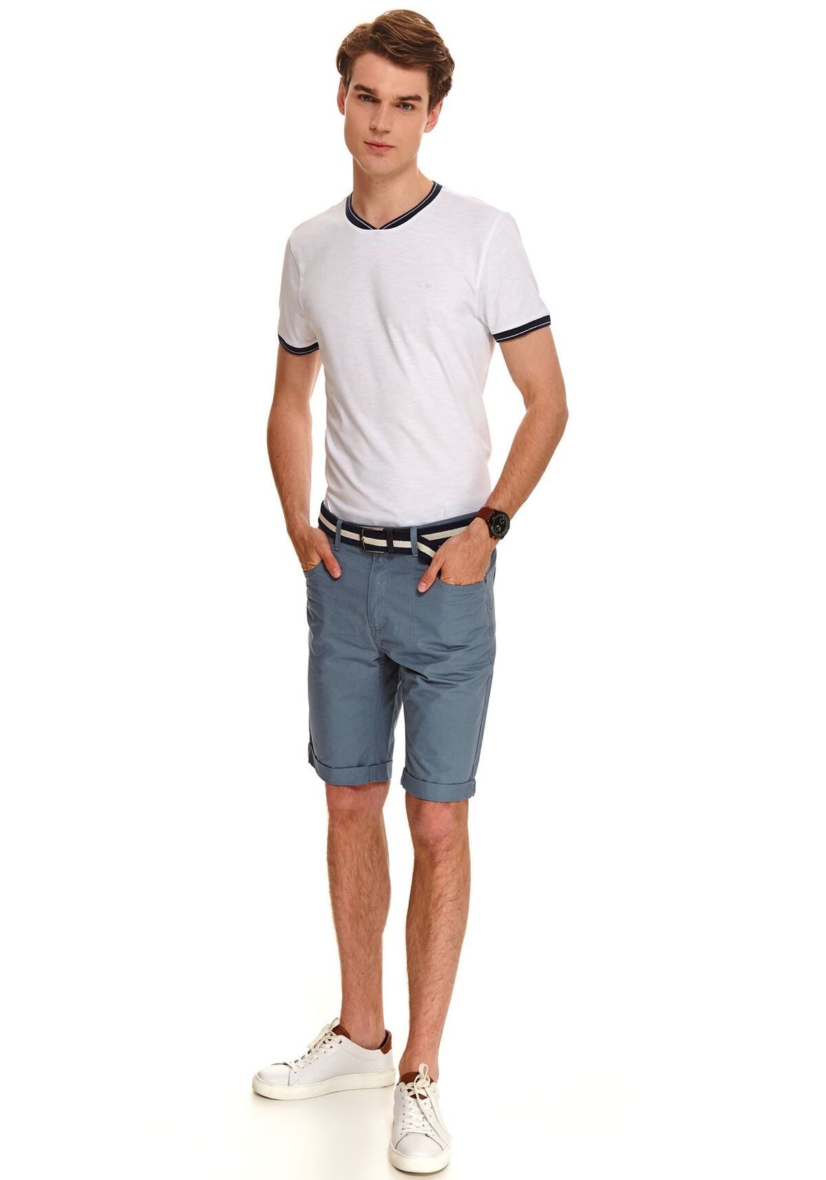 Tricou cu maneci scurte pentru barbati, TOP SECRET, SPO4663, Alb