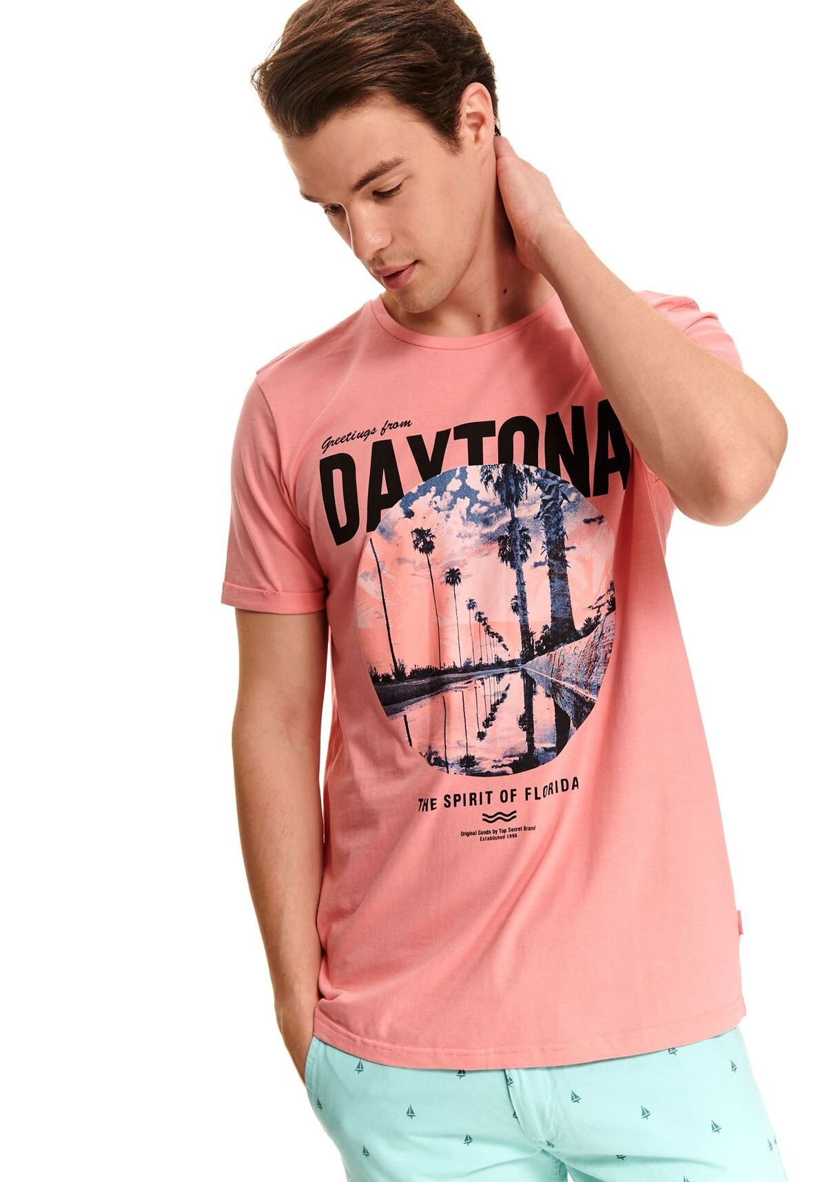 Tricou pentru barbati, TOP SECRET, SPO4709, Roz