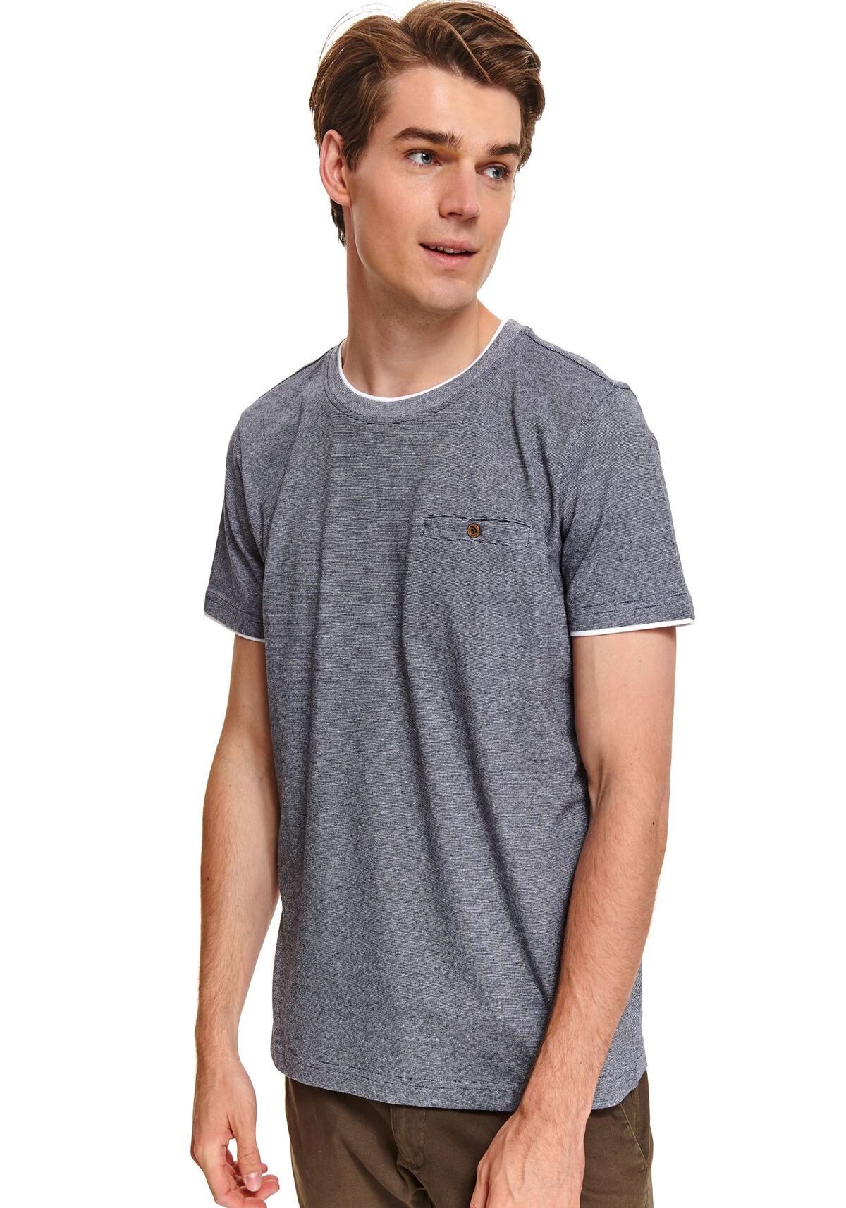 Tricou cu maneci scurte pentru barbati, TOP SECRET, SPO4834, Albastru