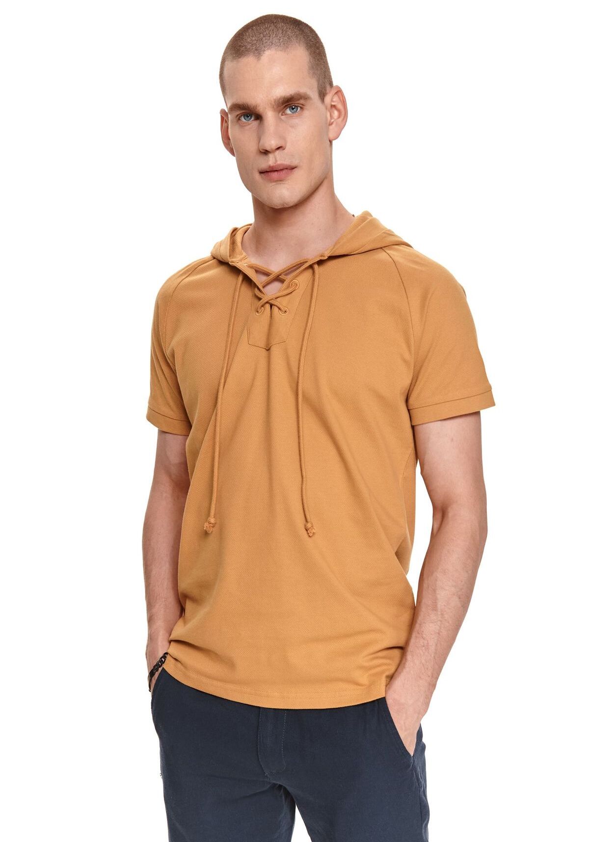 Tricou cu maneci scurte pentru barbati, TOP SECRET, SPO5052, Bej