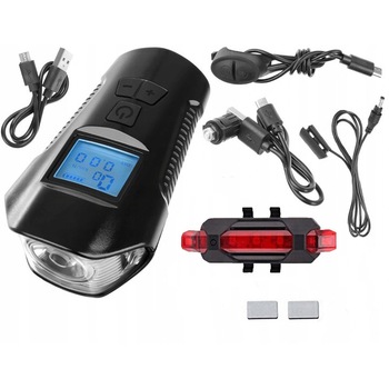 Set lumini bicicleta si contuar masurare/inregistrare viteza, Zola®, cu sonerie, fata-spate, rezistenta la apa, rencarcabile Set lumini bicicleta si contuar masurare/inregistrare viteza, Zola®, cu sonerie, fata-spate, rezistenta la apa, rencarcabile