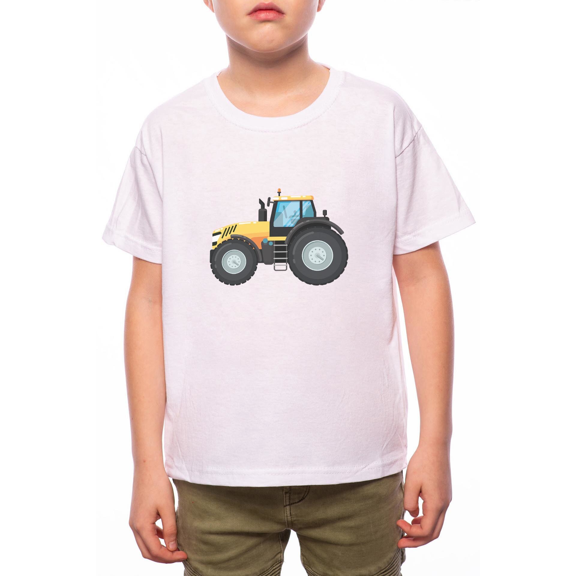 Tricou Baiat, Tractor, 100% Bumbac, Alb, W87