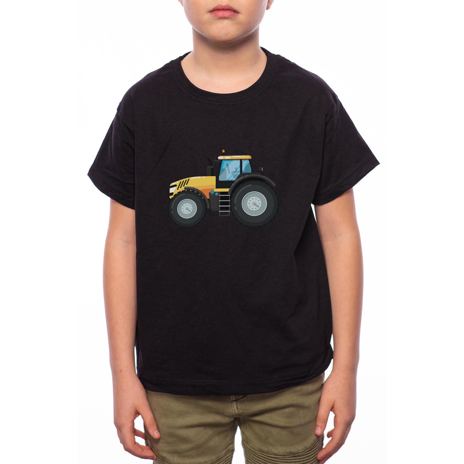 Tricou Baiat, Tractor, 100% Bumbac, Negru, B87