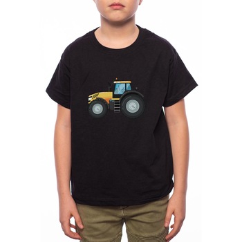 Tricou Baiat, Tractor, 100% Bumbac, Negru, B87 Tricou Baiat, Tractor, 100% Bumbac, Negru, B87