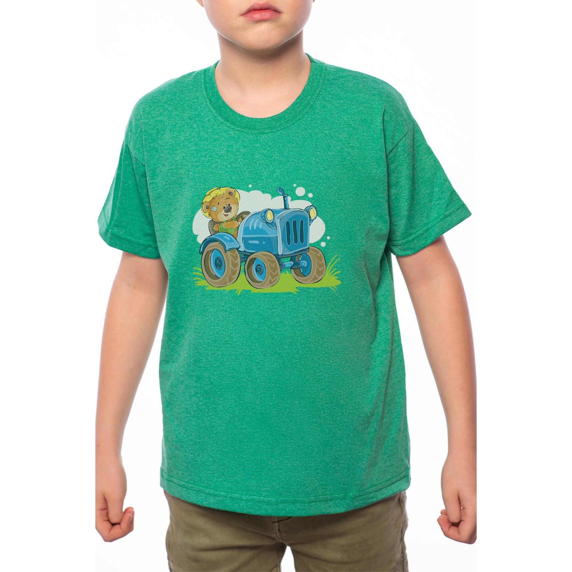 Tricou Baiat, Tractor, 100% Bumbac, Verde, G88