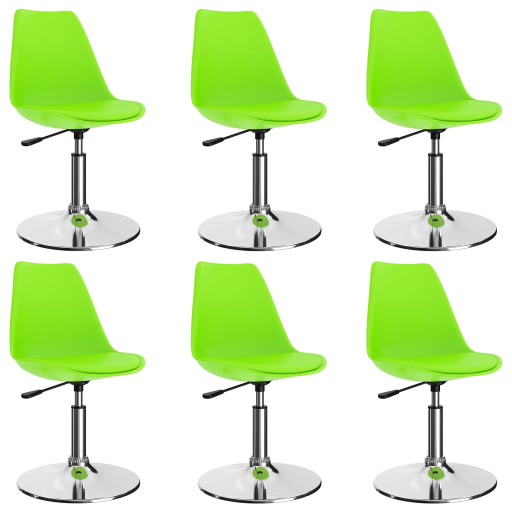 Set de 6 scaune de bucatarie, vidaXL, Piele artificiala/Metal, 48 x 45 x 77-92 cm, Verde