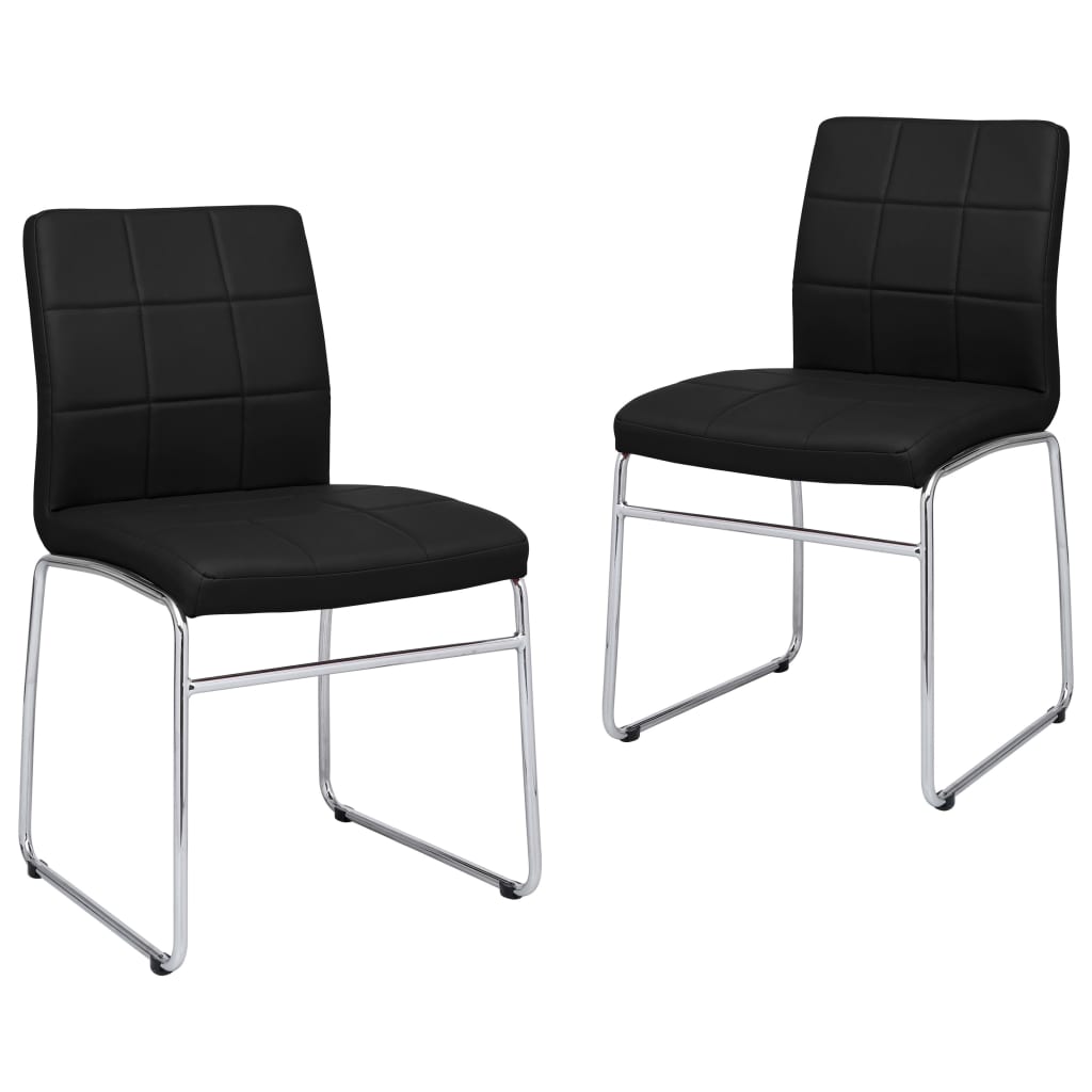 Set de 2 scaune de bucatarie vidaXL, Piele artificiala/Fier, 47 x 53 x 86,5 cm, Negru