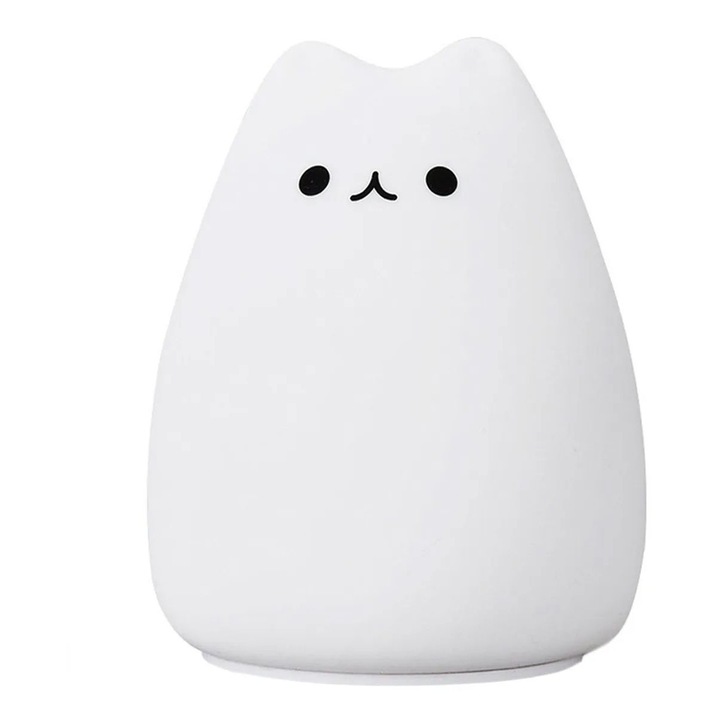 Лампа LED Cat, 7 цвята, Touch, Силикон, Бял