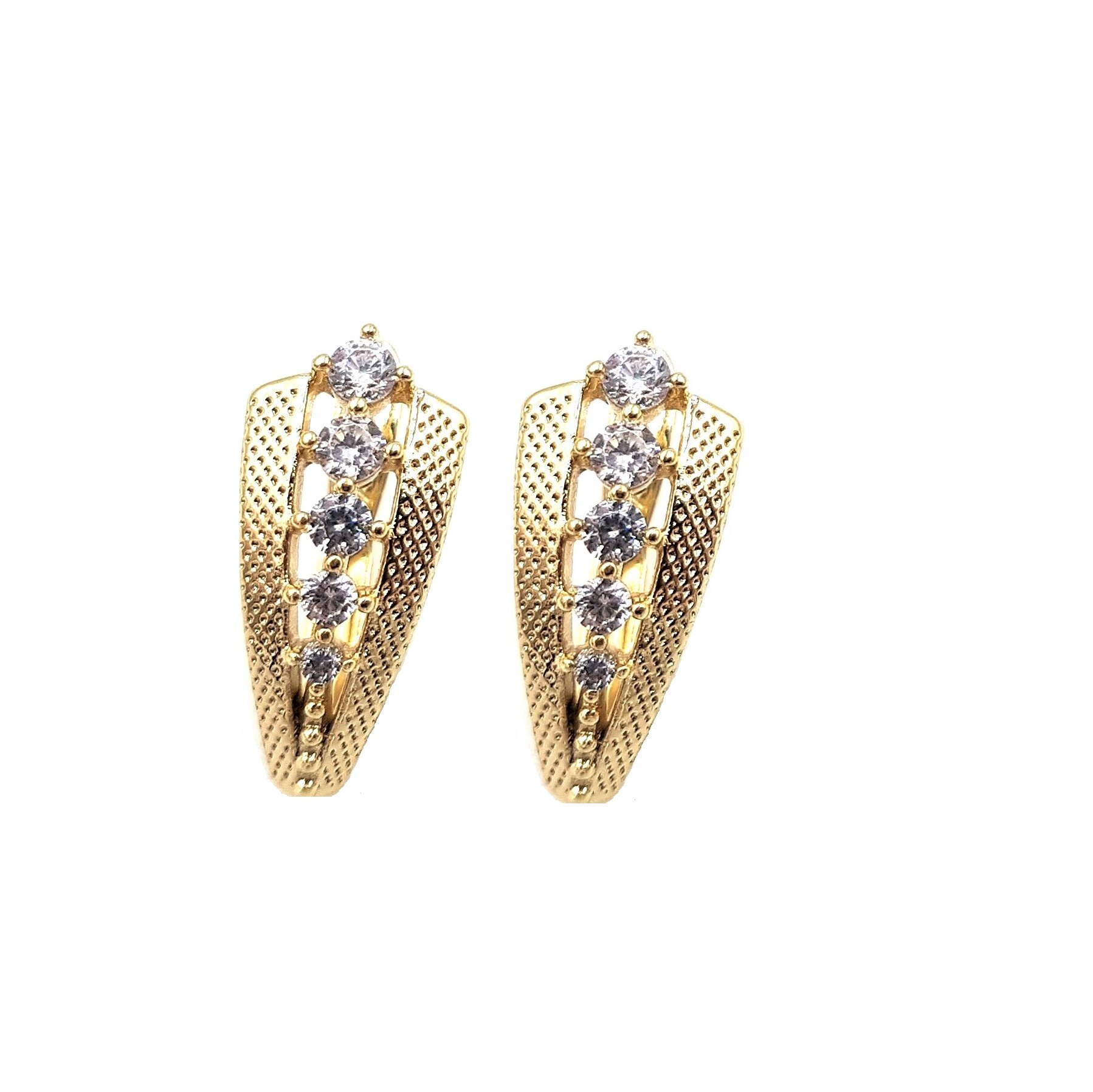 Cercei placati cu aur de 14K, pietre zirconiu, model Yael
