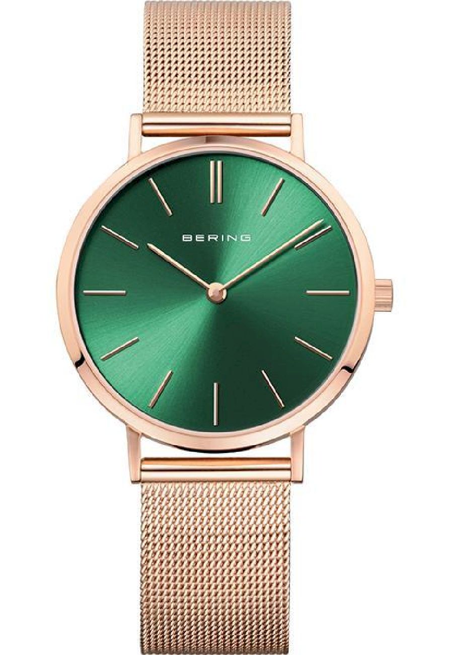 Ceas de dama Bering 14134-368, Cristal safir, Otel inoxidabil, 3 ATM, Auriu