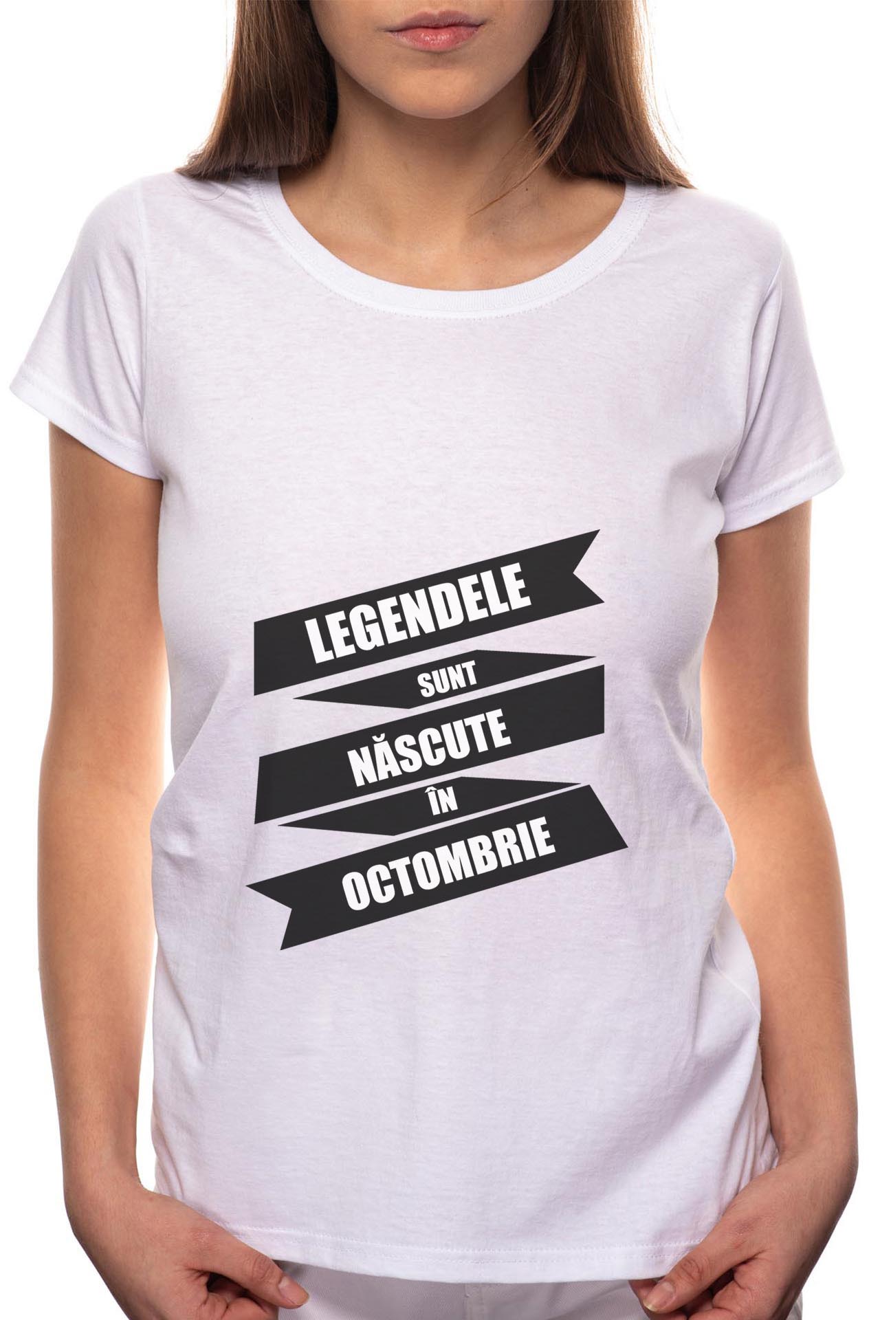 Tricou dama, Nascute In Octombrie, 100% Bumbac, W84, Alb