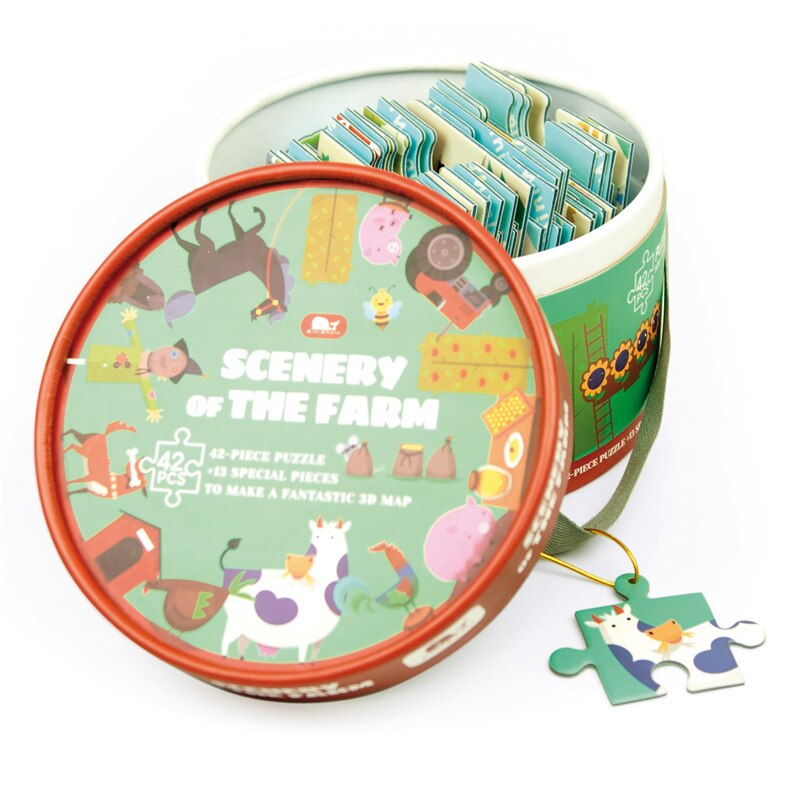 Puzzle piesaj ferma, harta 3D, 3 ani+