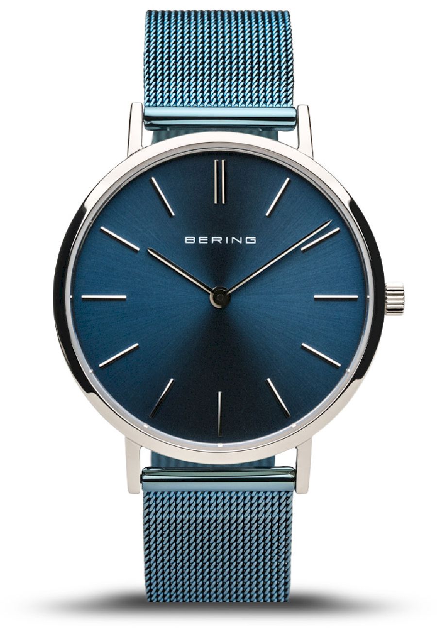 Ceas de dama Bering 14134-308, Cristal safir, Otel inoxidabil, 3 ATM, Albastru