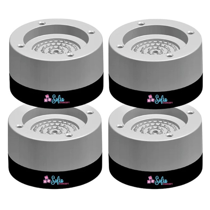 Set de 4 Picioruse Sofia CONCEPT®, Tampon Anti-Vibratie, Suport Anti-Zgomot si Antiderapante pentru Masina de Spalat, Uscator de Rufe, Frigider, Mobilier