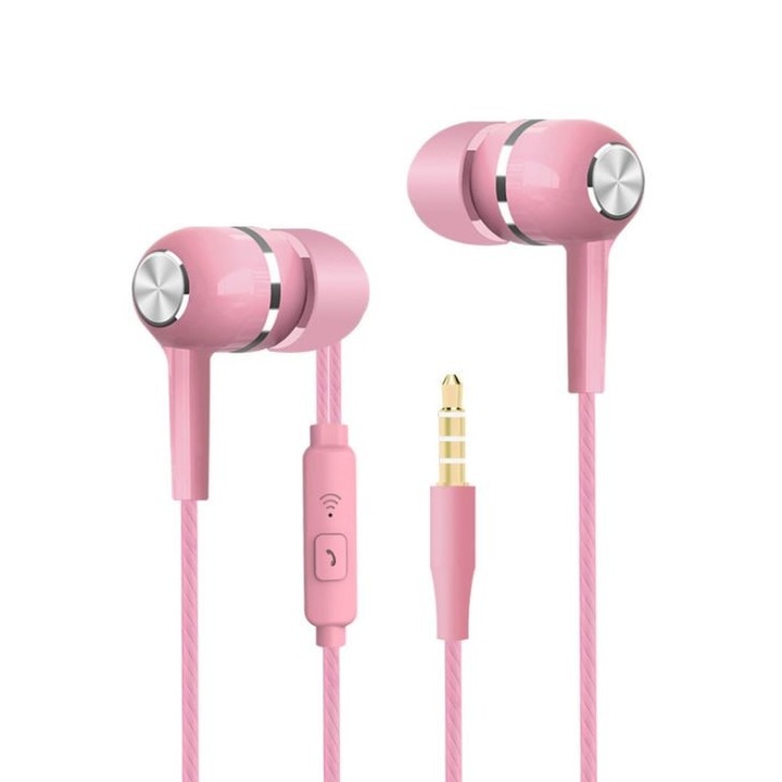 Casti in-ear Pili-Paradise, Microfon incorporat, Jack 3.5 mm, Roz