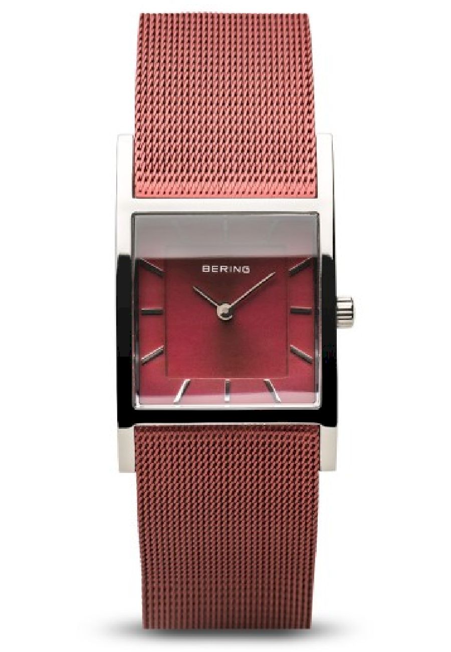 Ceas dama Bering 10426-303-S, Cristal safir, Otel inoxidabil, 5 ATM, Rosu