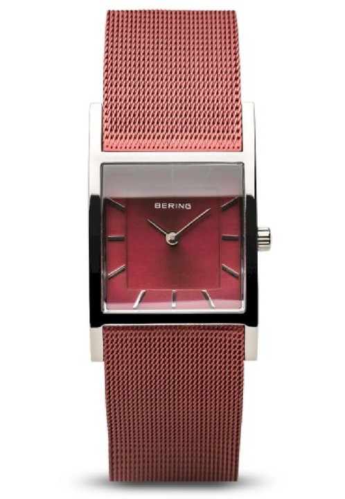 Ceas dama Bering 10426-303-S, Cristal safir, Otel inoxidabil, 5 ATM, Rosu