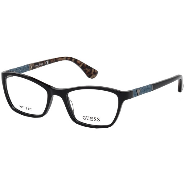 Rama ochelari Guess, cu contur, rectangular, negru, 135 mm